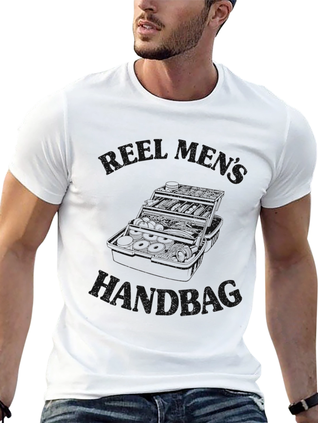 Black T-Shirt with Handbag Graphic
