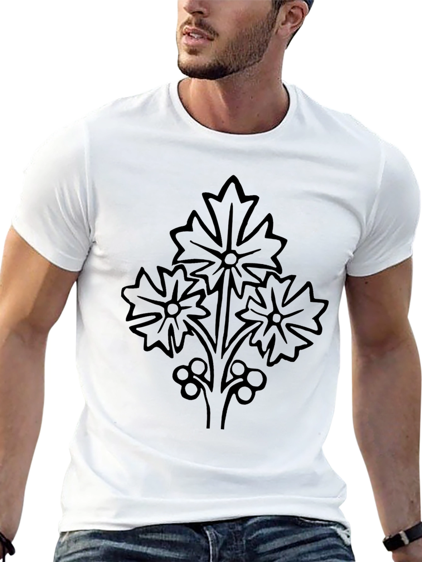 Stylish Black Floral Graphic Tee