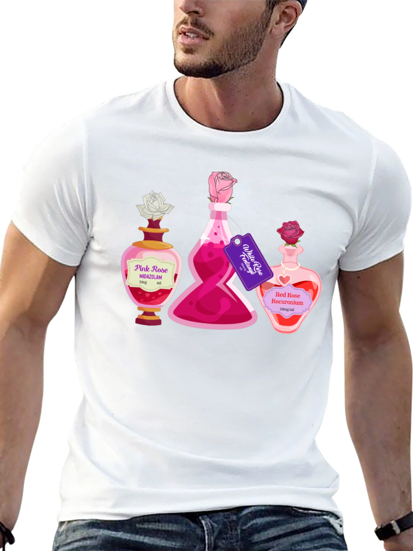Potion Bottle Roses Graphic T-Shirt