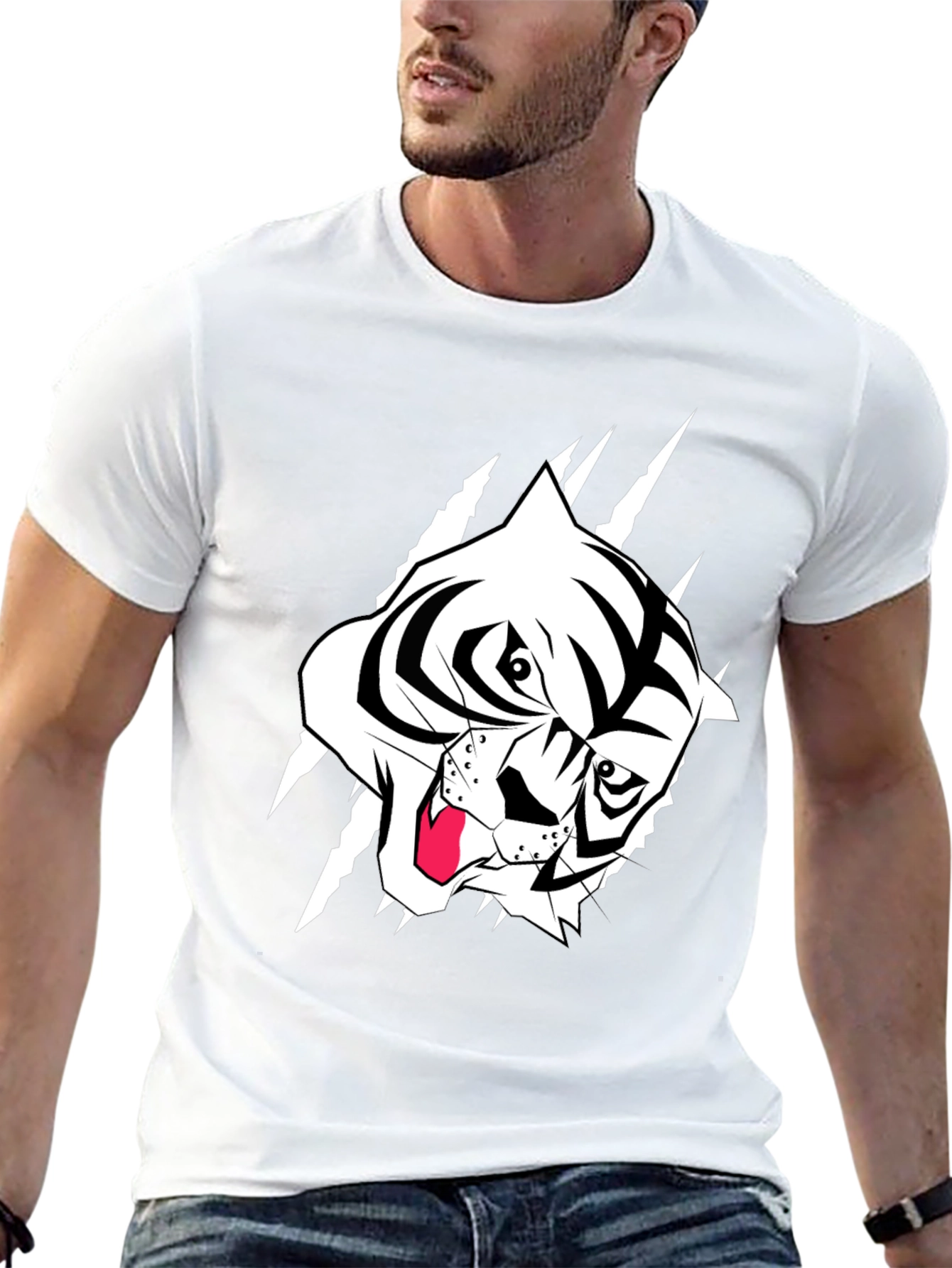 Black T-Shirt with Tiger Graphic