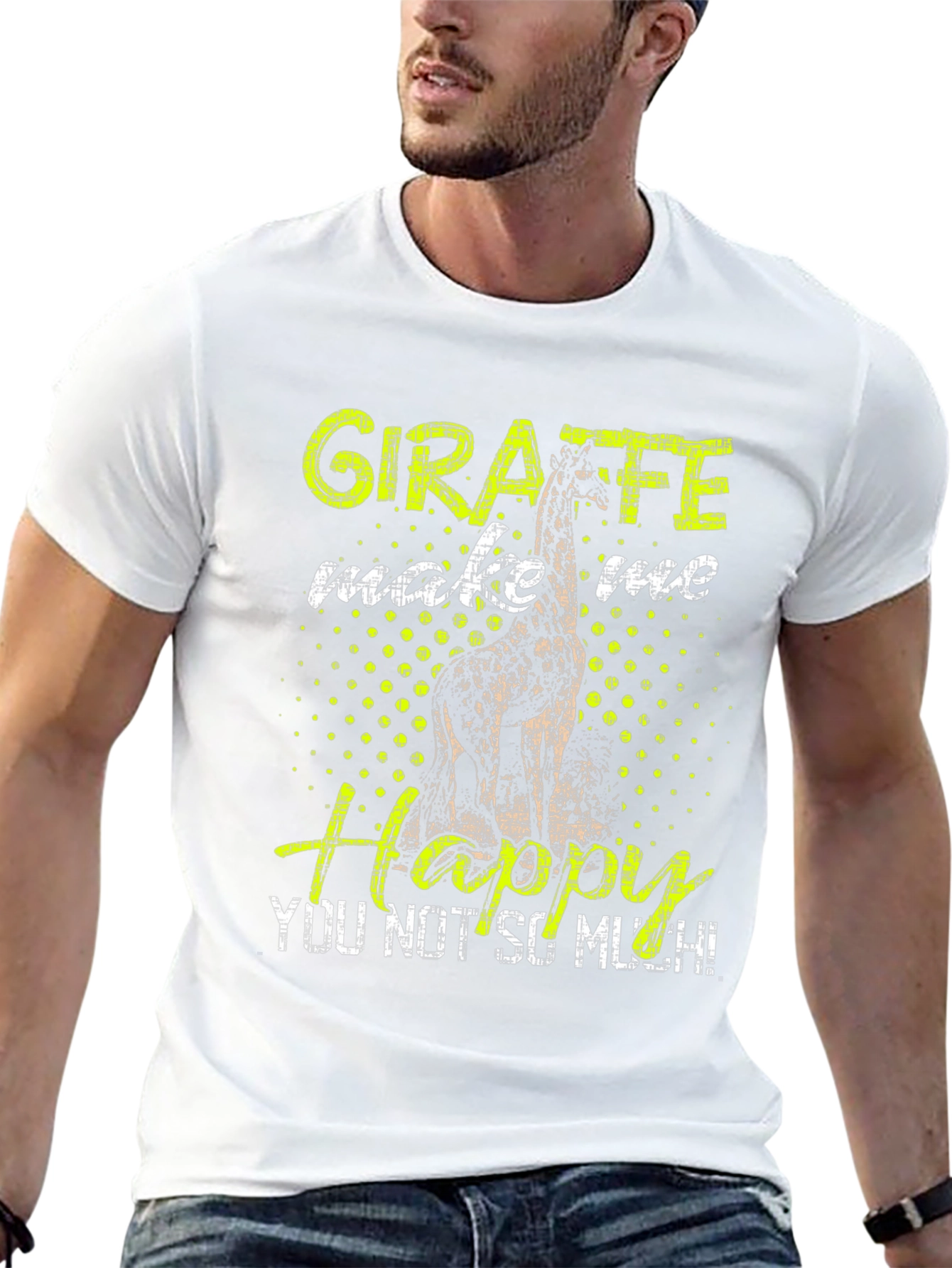 Giraffe Happy T-Shirt Funny Animal Tee Mens