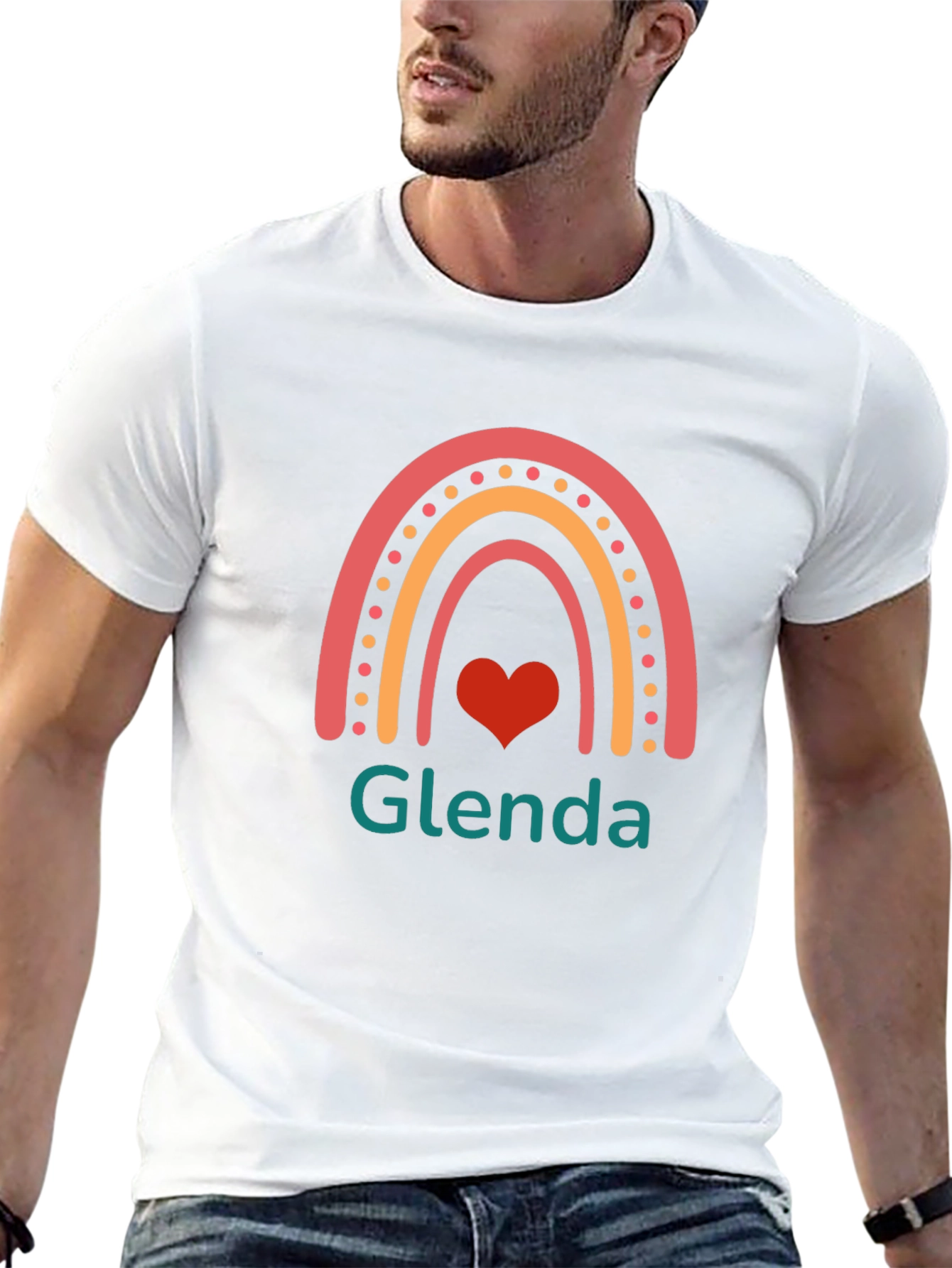 Glenda Rainbow Heart Graphic T-Shirt