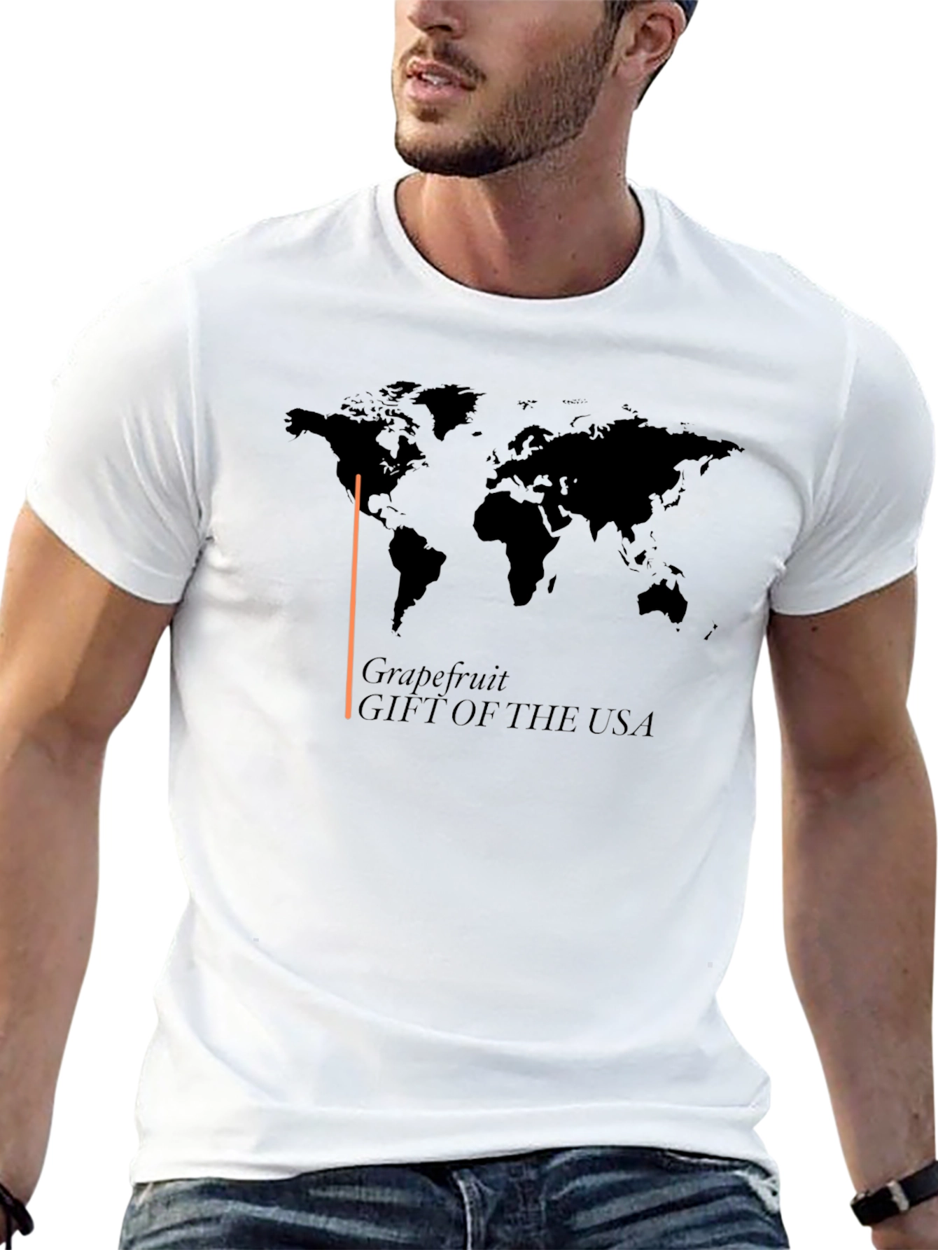 Grapefruit USA T-Shirt - World Map Design