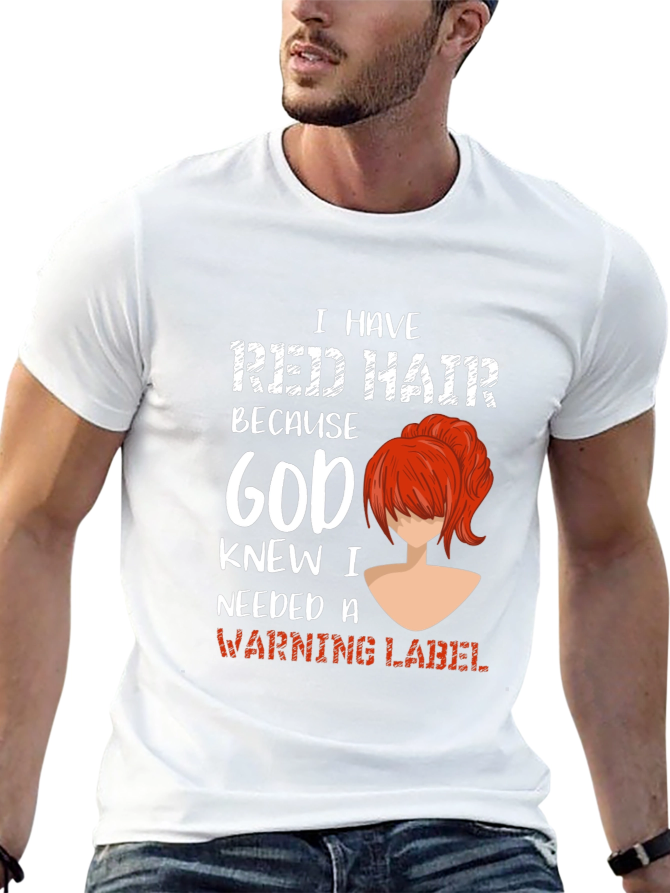Red Hair Warning Label Graphic Tee