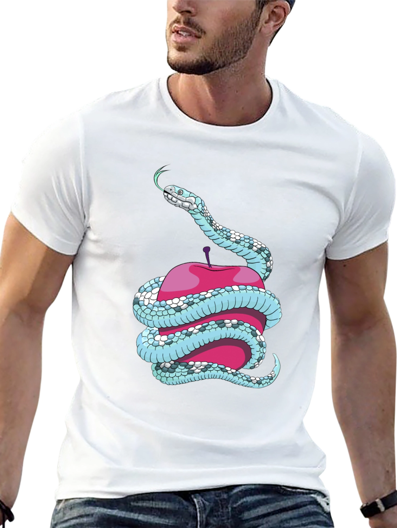 Snake and Apple Graphic Tee - Unique Design T-Shirt