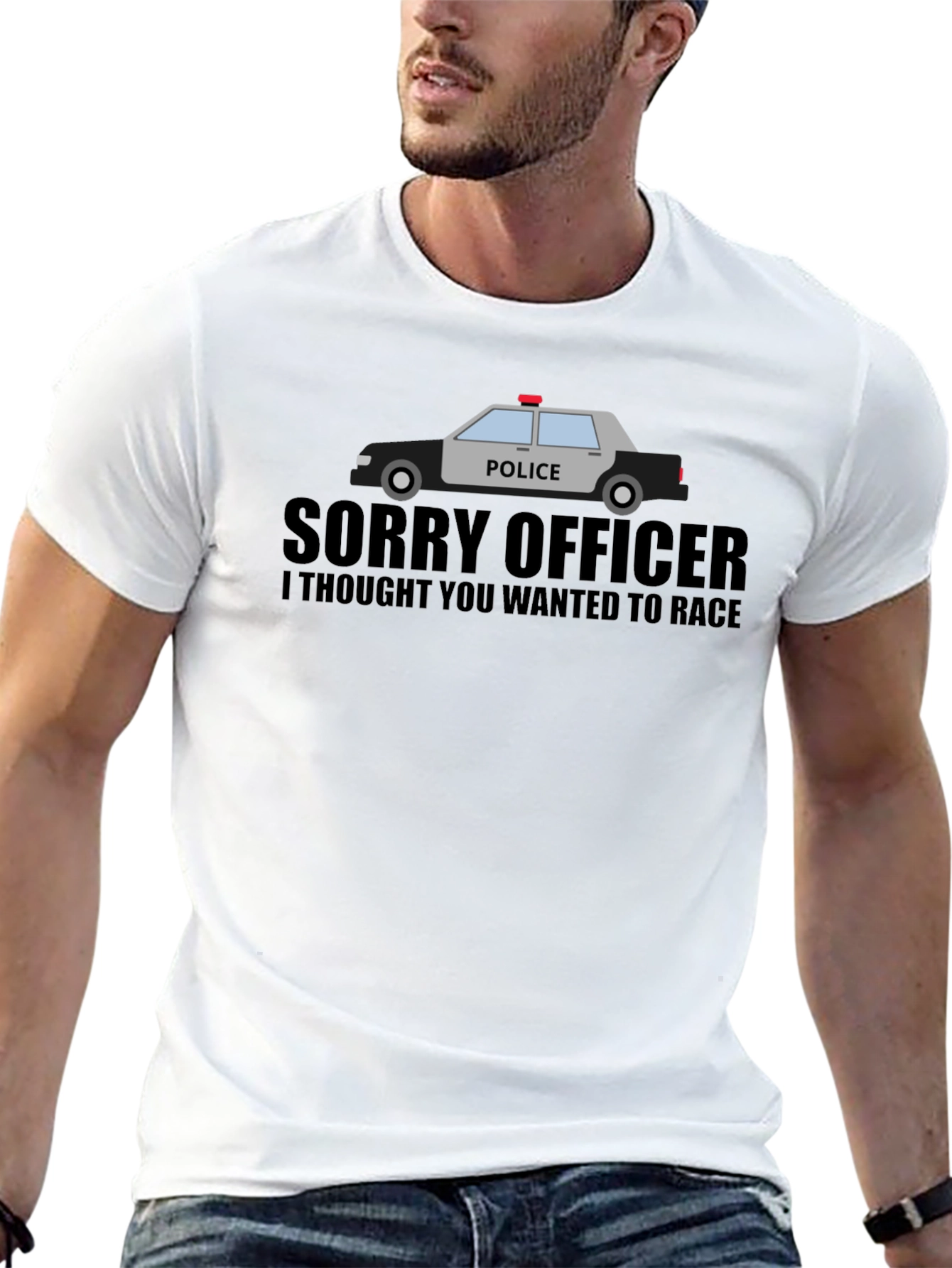 Sorry Officer Race Car Graphic T-Shirt