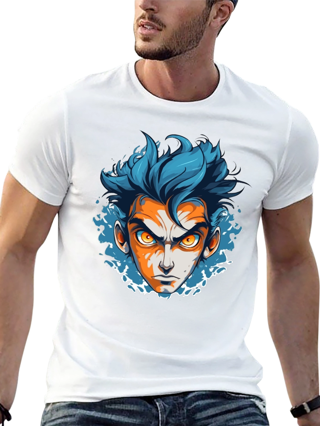 Anime Face Graphic Black T-Shirt