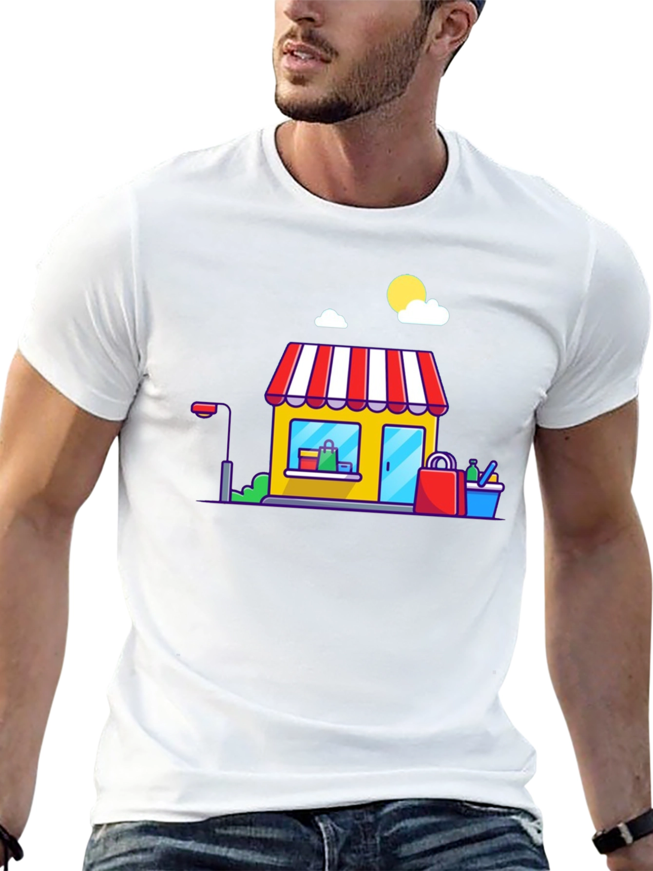 Cartoon Storefront Black T-Shirt