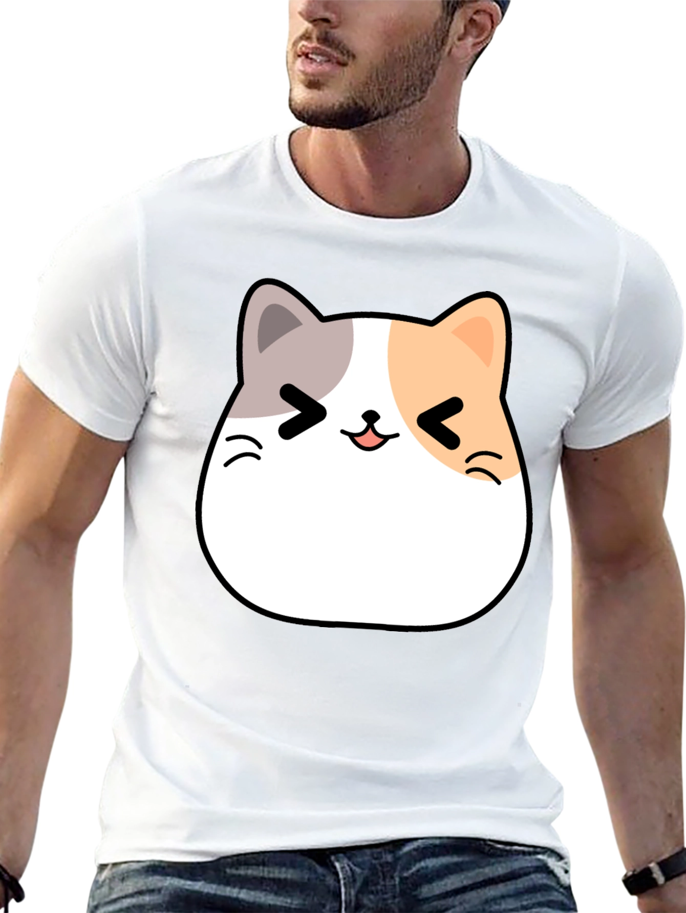 Kawaii Cat Graphic T-Shirt - Unisex Black Tee