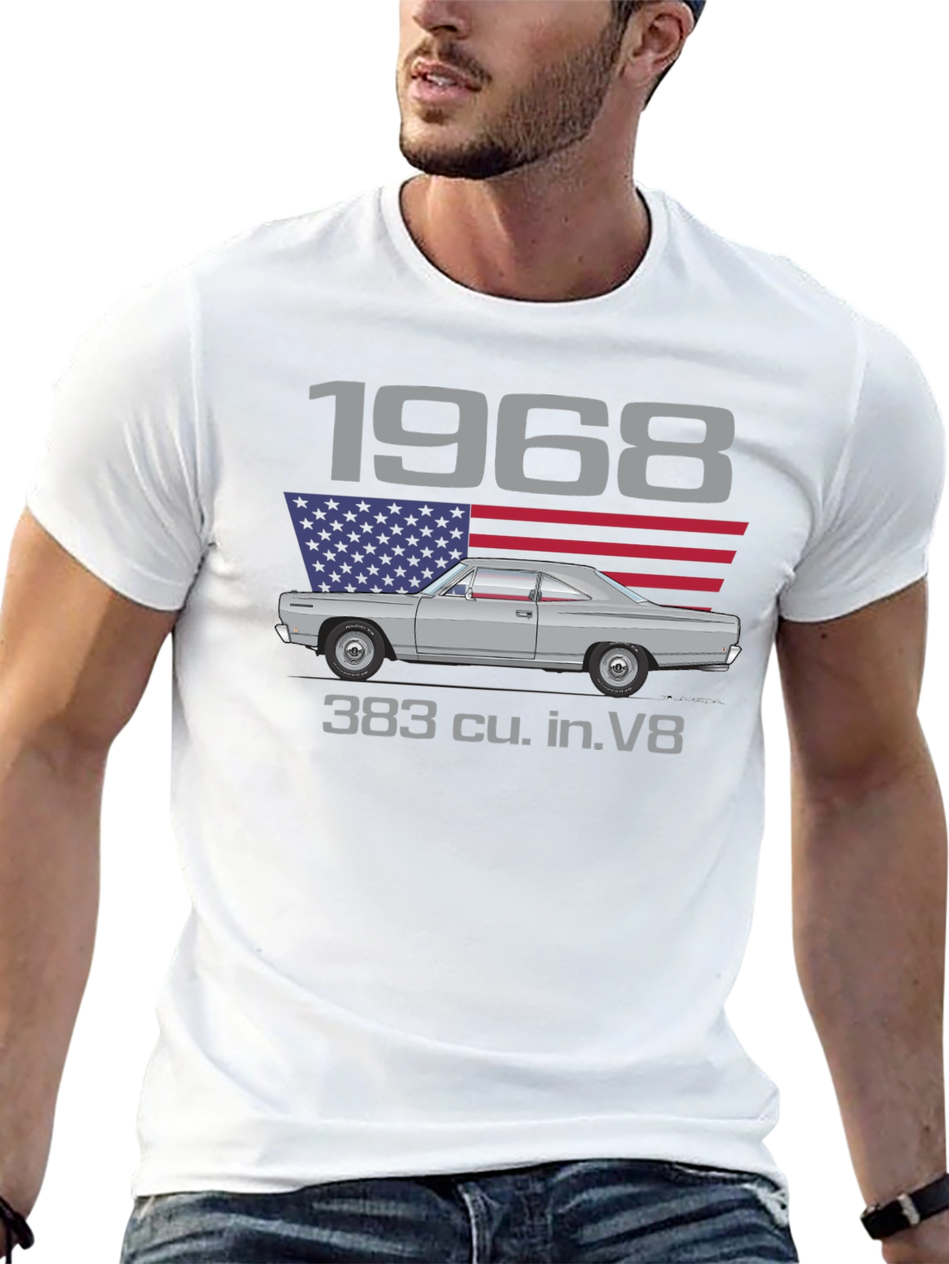 1968 Classic Car Graphic T-Shirt - 383 V8 Engine