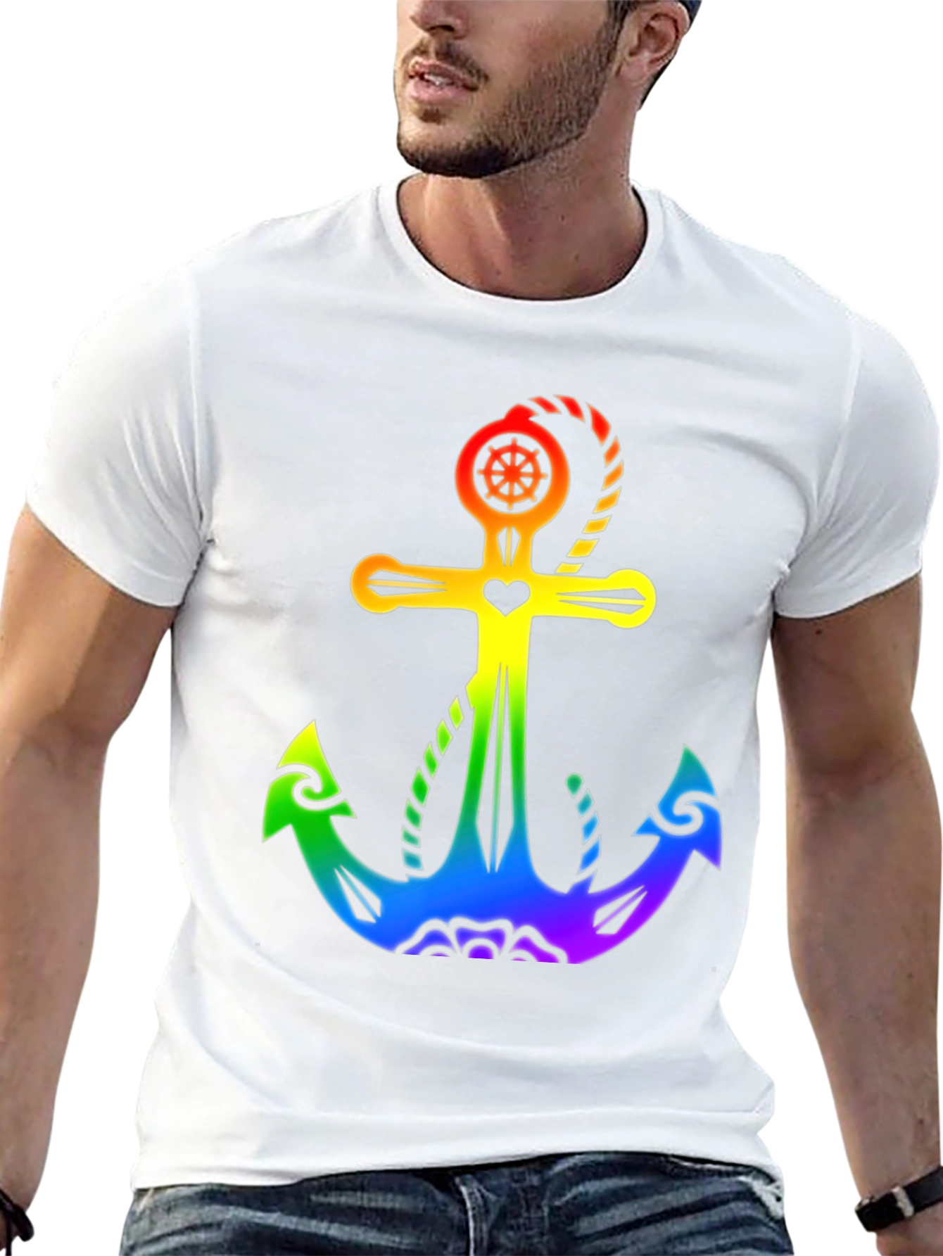 Rainbow Anchor Graphic T-Shirt