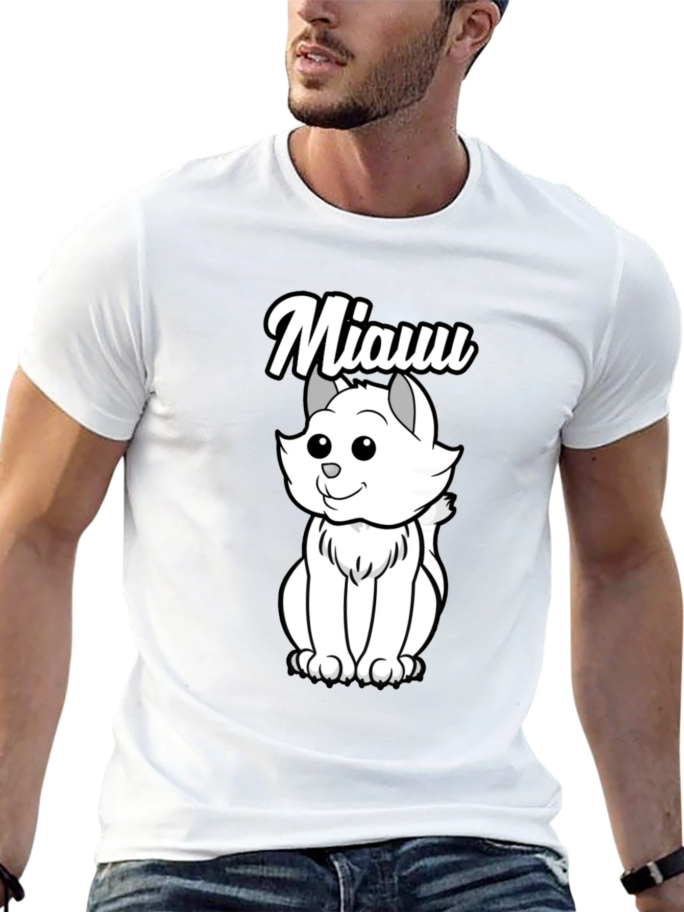 Cute Cat Miauu T-Shirt - Soft Cotton Tee