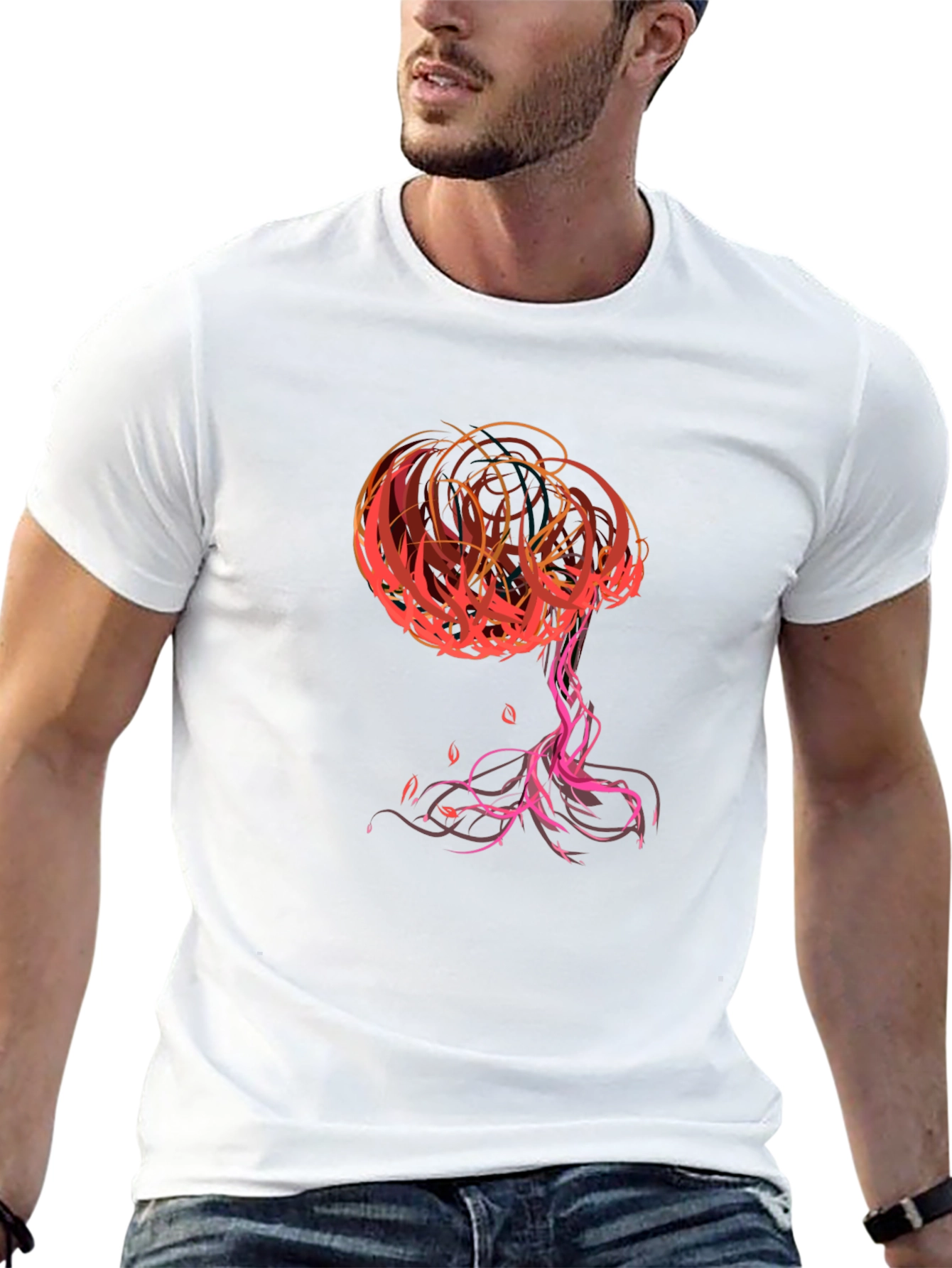 Abstract Tree Graphic Tee - Stylish Black T-Shirt