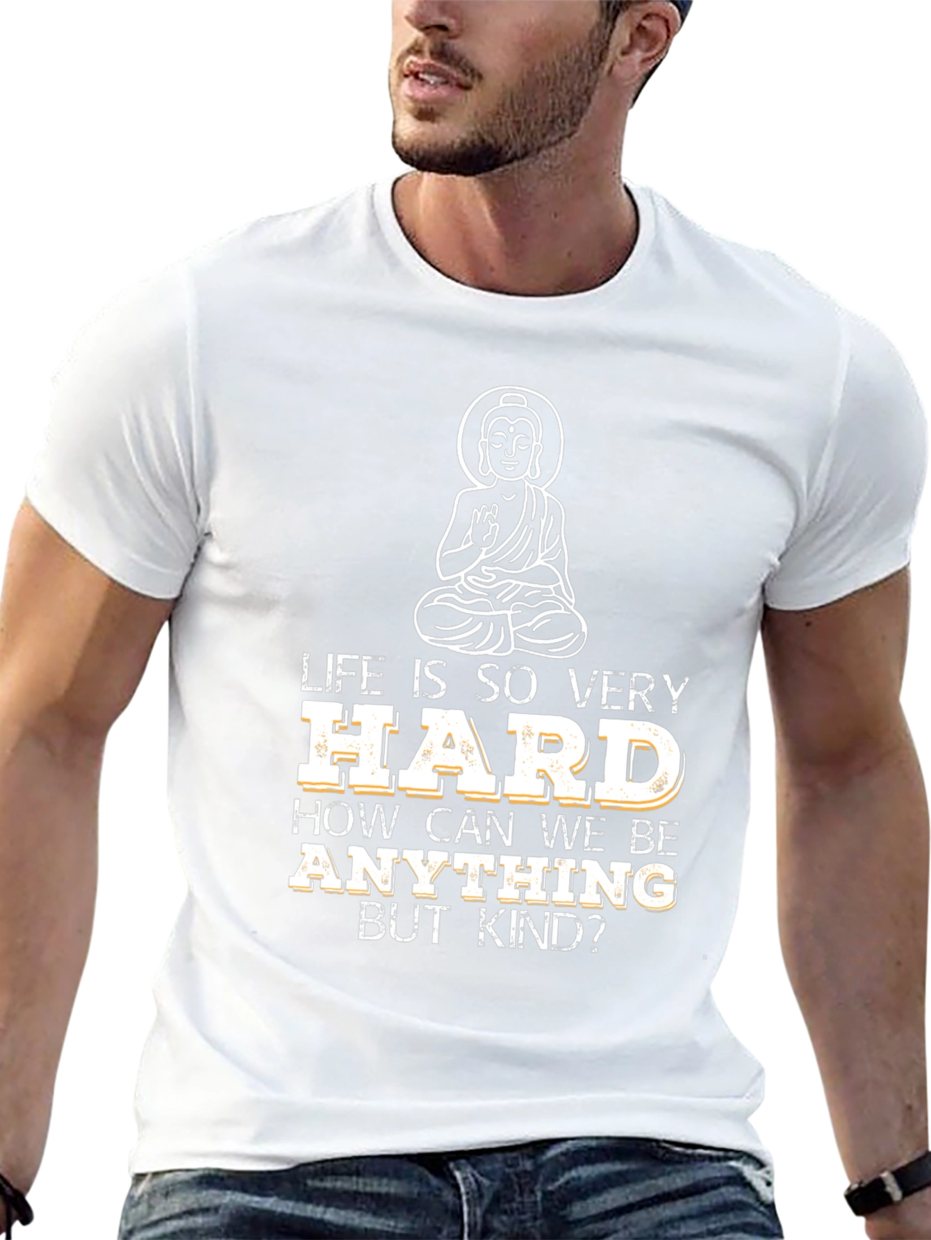 Life Is Hard Buddha Graphic T-Shirt - Black