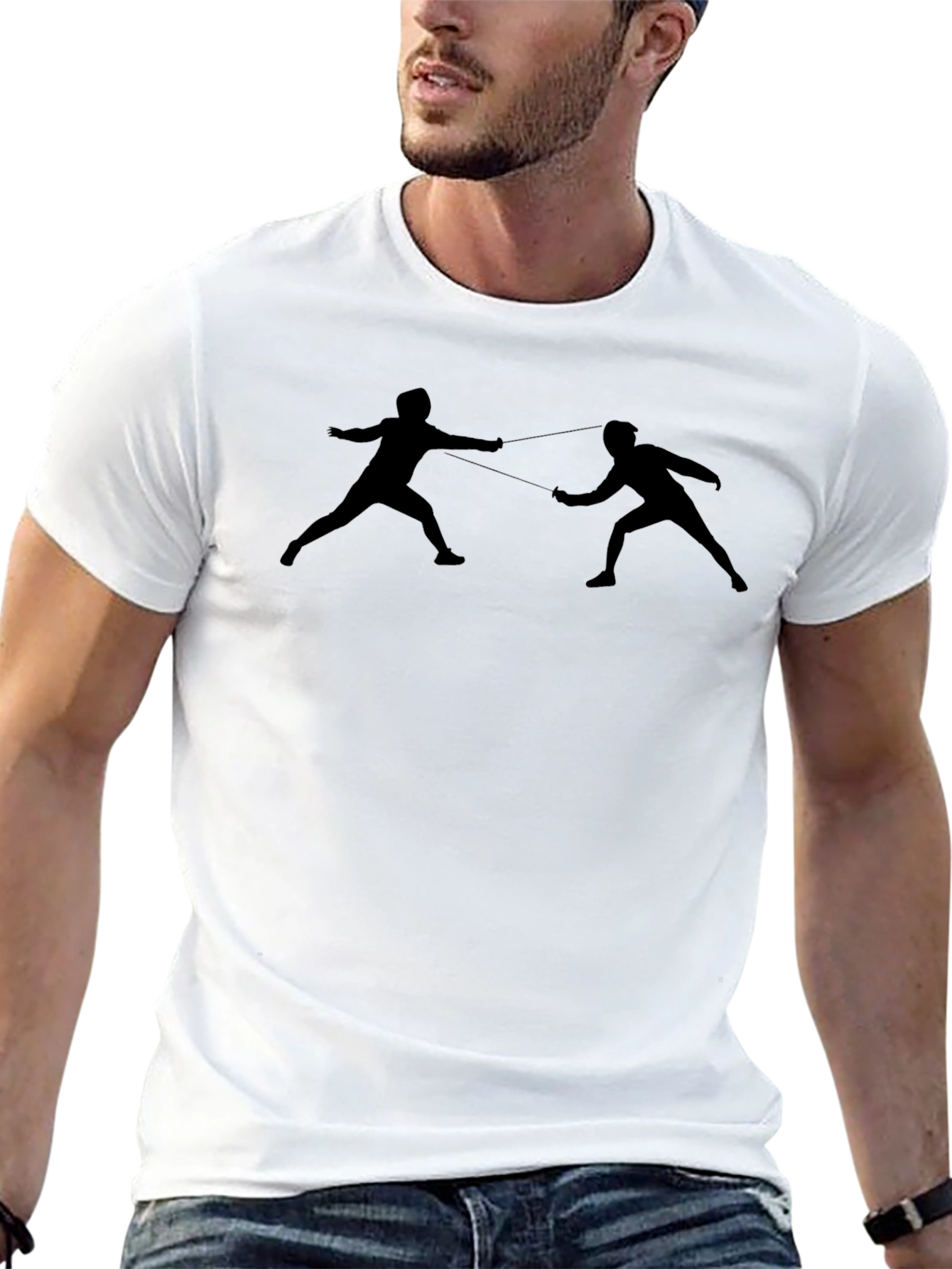 Fencing Silhouette Graphic Tee - Classic Black