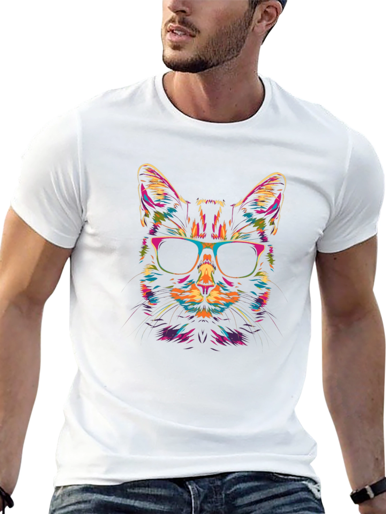 Cool Cat Graphic Tee - Unisex Black T-Shirt