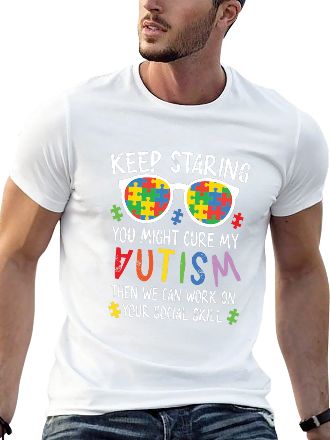 Autism Awareness T-Shirt - Keep Staring Cure Autism