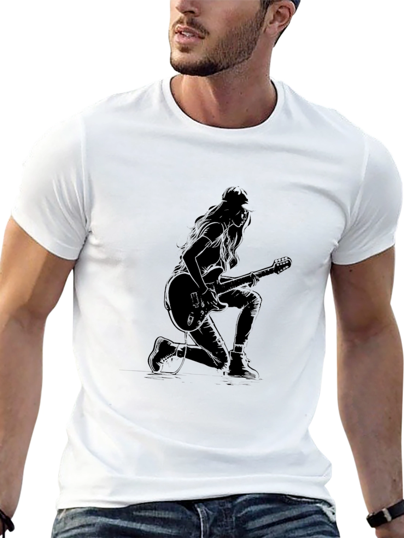 Rock On T-Shirt - Stylish Guitarist Design