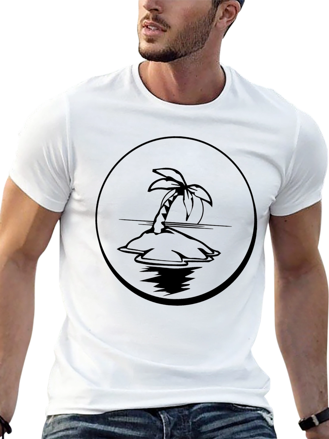 Island Palm Tree Graphic Tee - Black