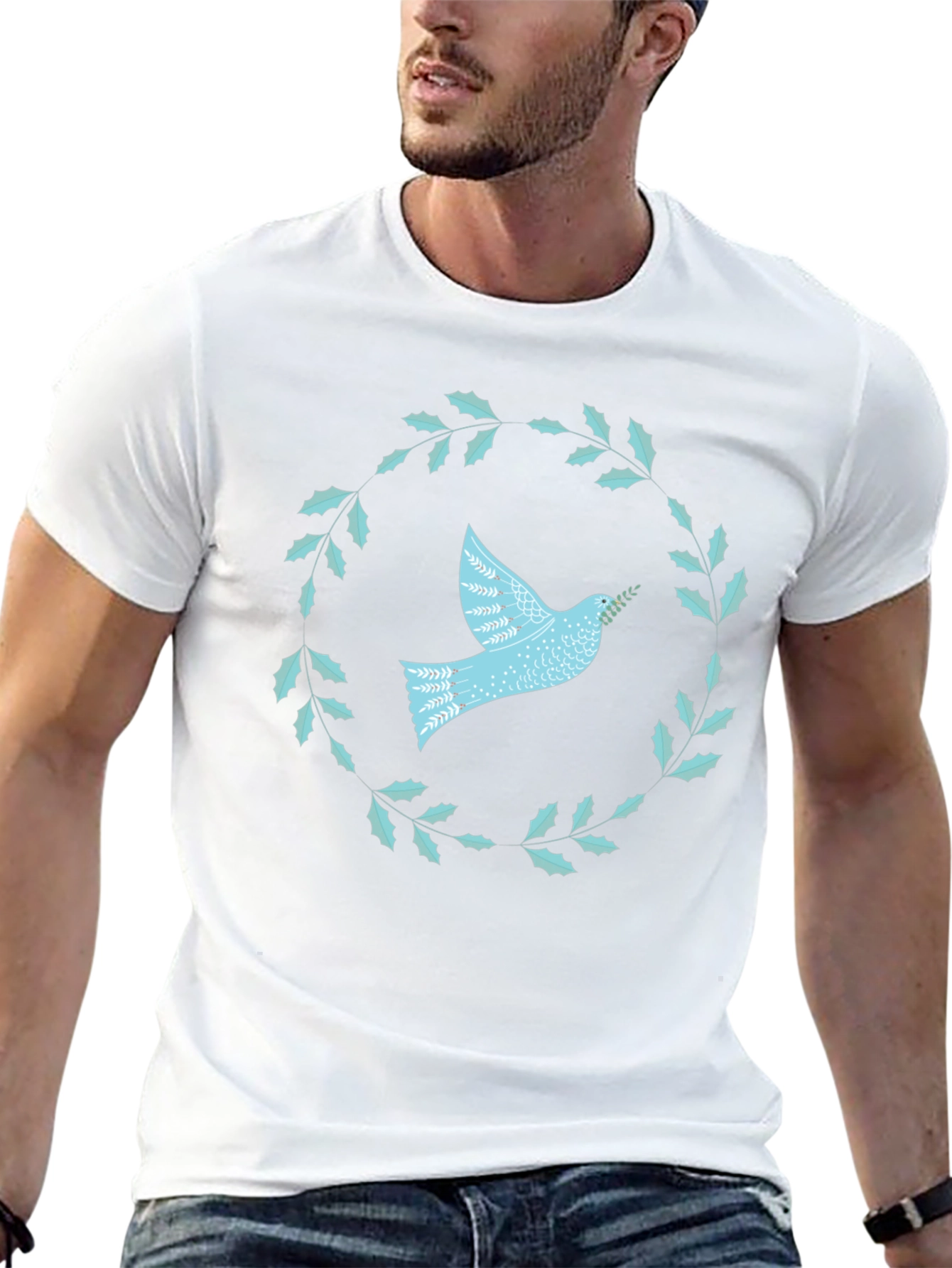 Dove & Laurel Wreath Graphic Tee - Black
