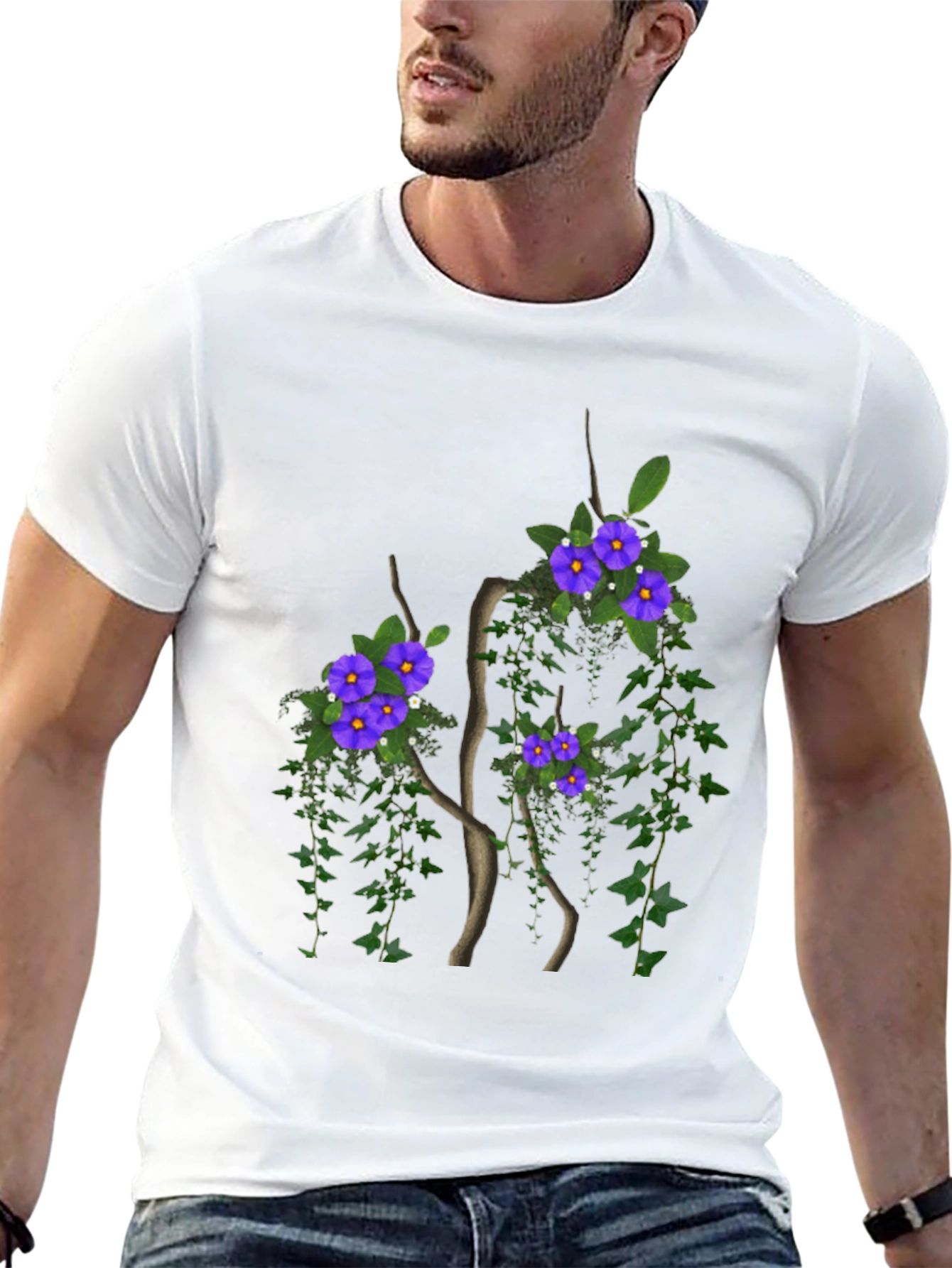 Floral Tree Graphic Black T-Shirt