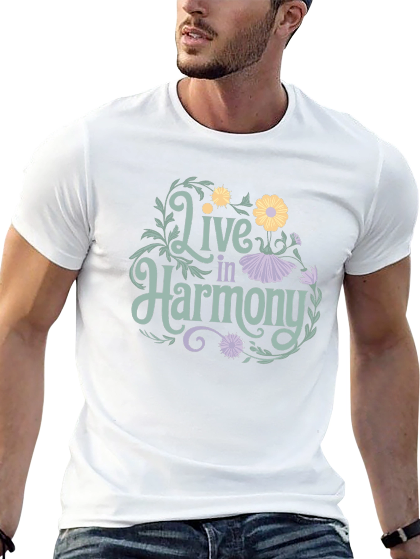 Live In Harmony Floral Graphic T-Shirt