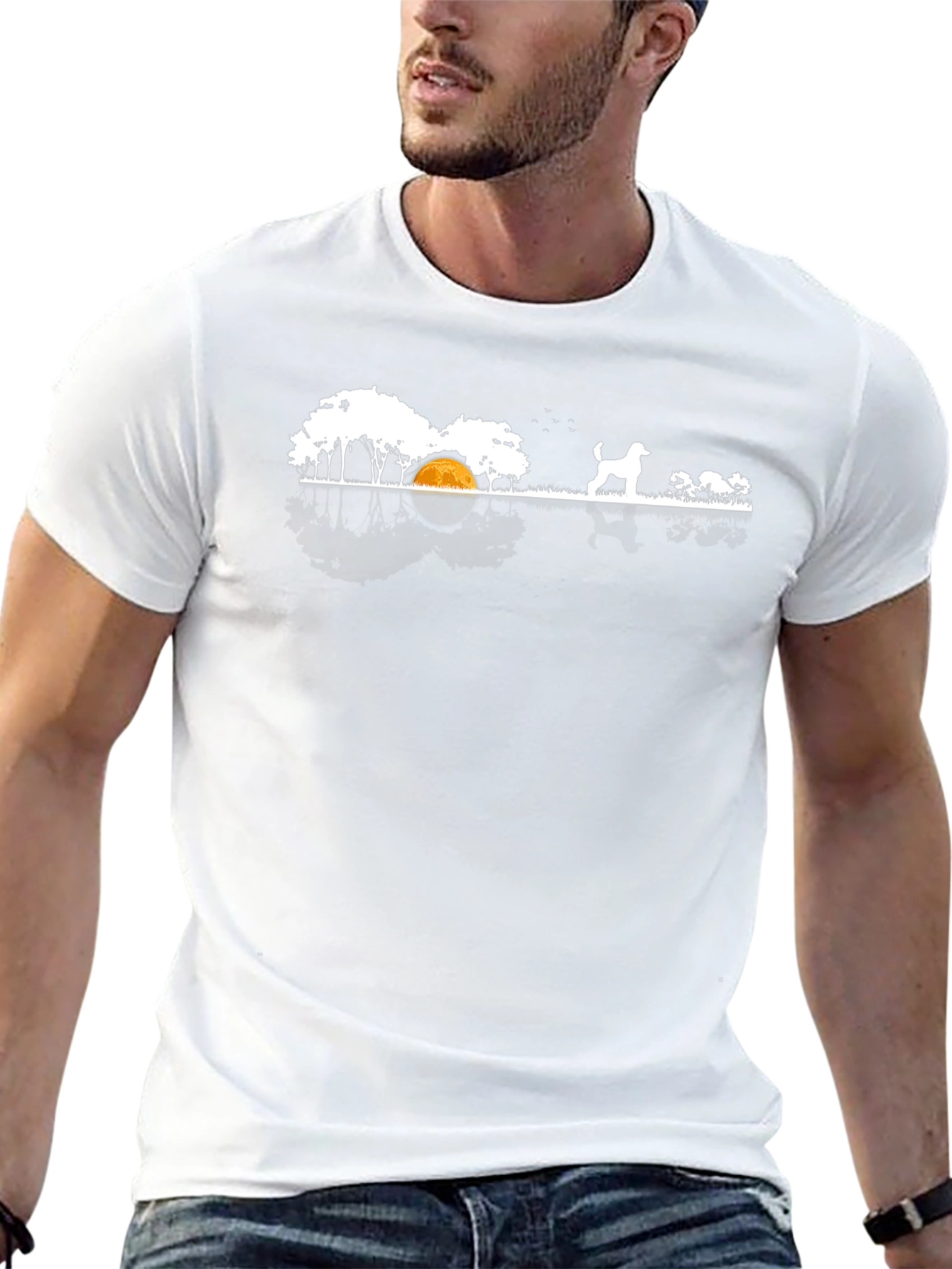 Dog Camping Scene T-Shirt - Black