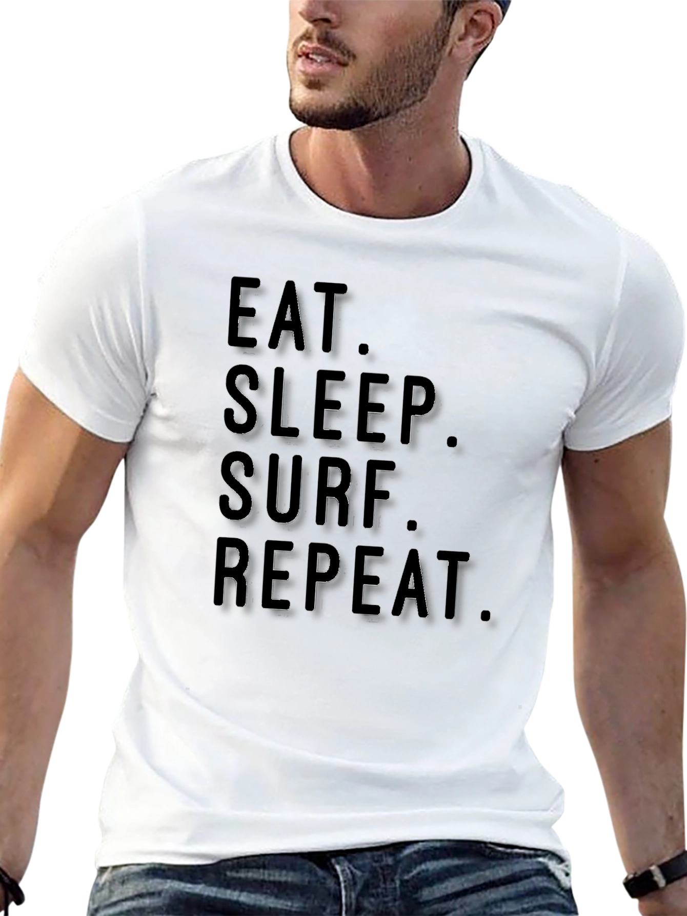 Eat Sleep Surf Repeat Black T-Shirt