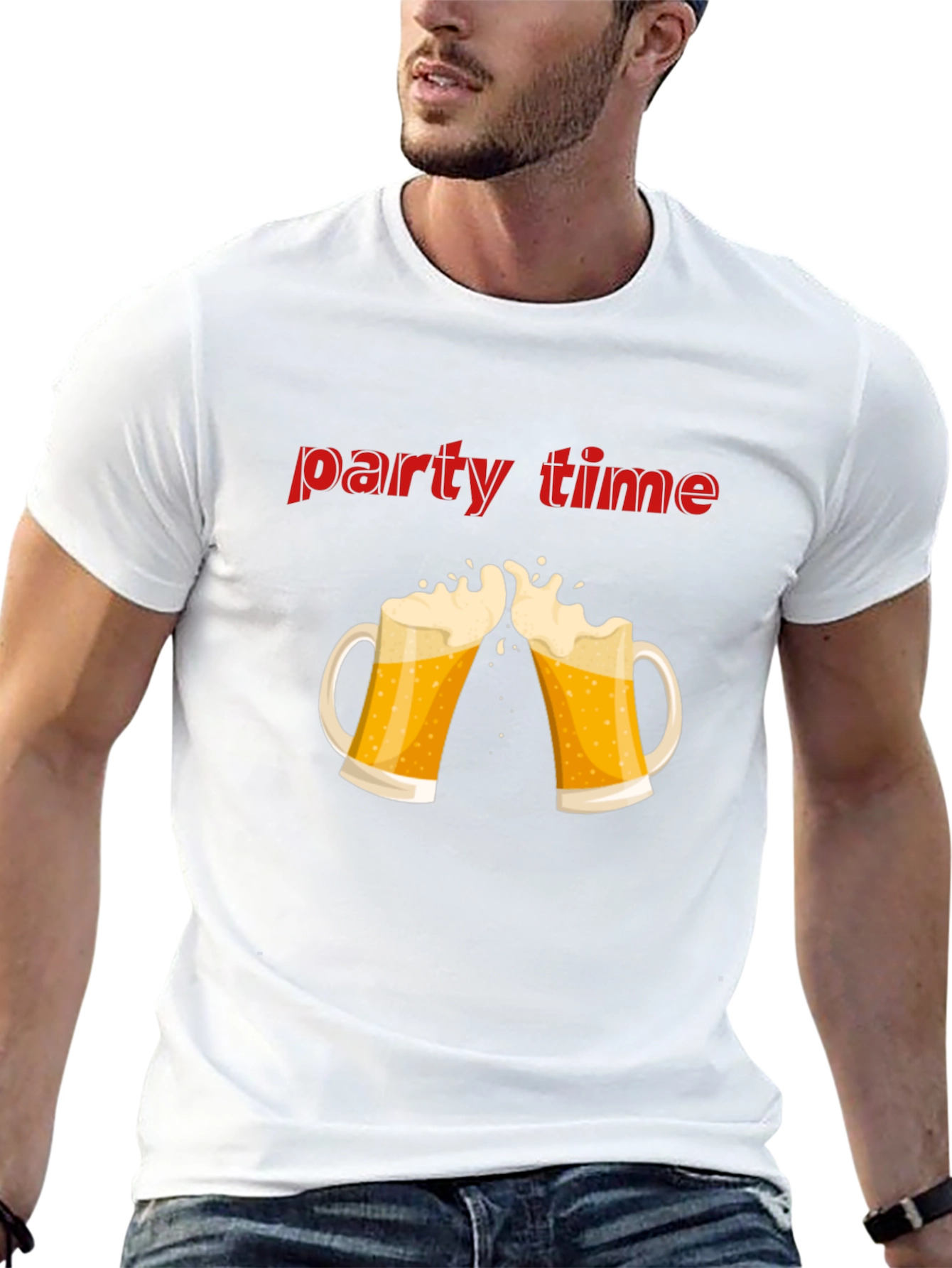 Party Time Beer Toast Graphic T-Shirt - Black