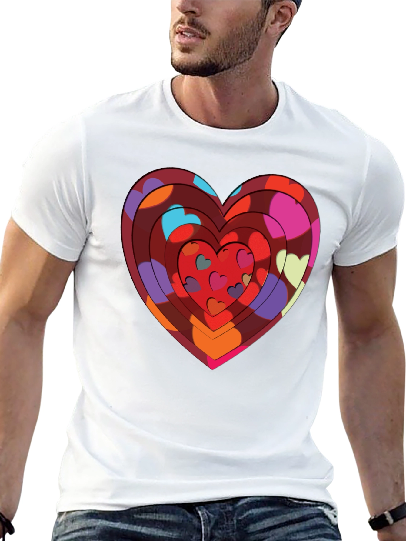 Heart Print Black T-Shirt: Bold & Stylish Design