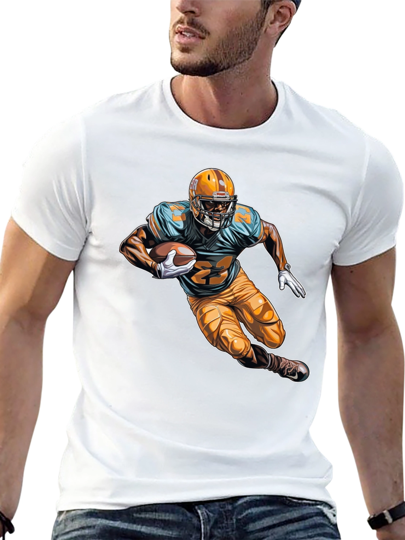 Football Player Graphic Tee - Black
