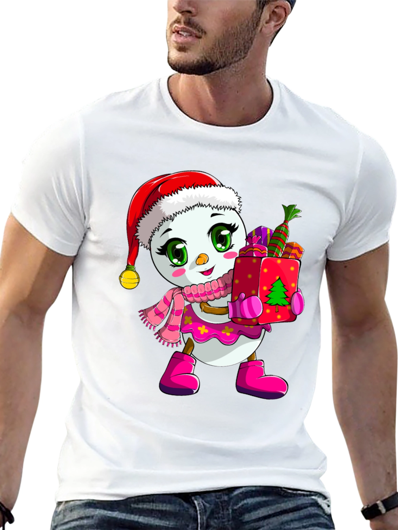 Festive Snowman Graphic Tee - Holiday Cheer