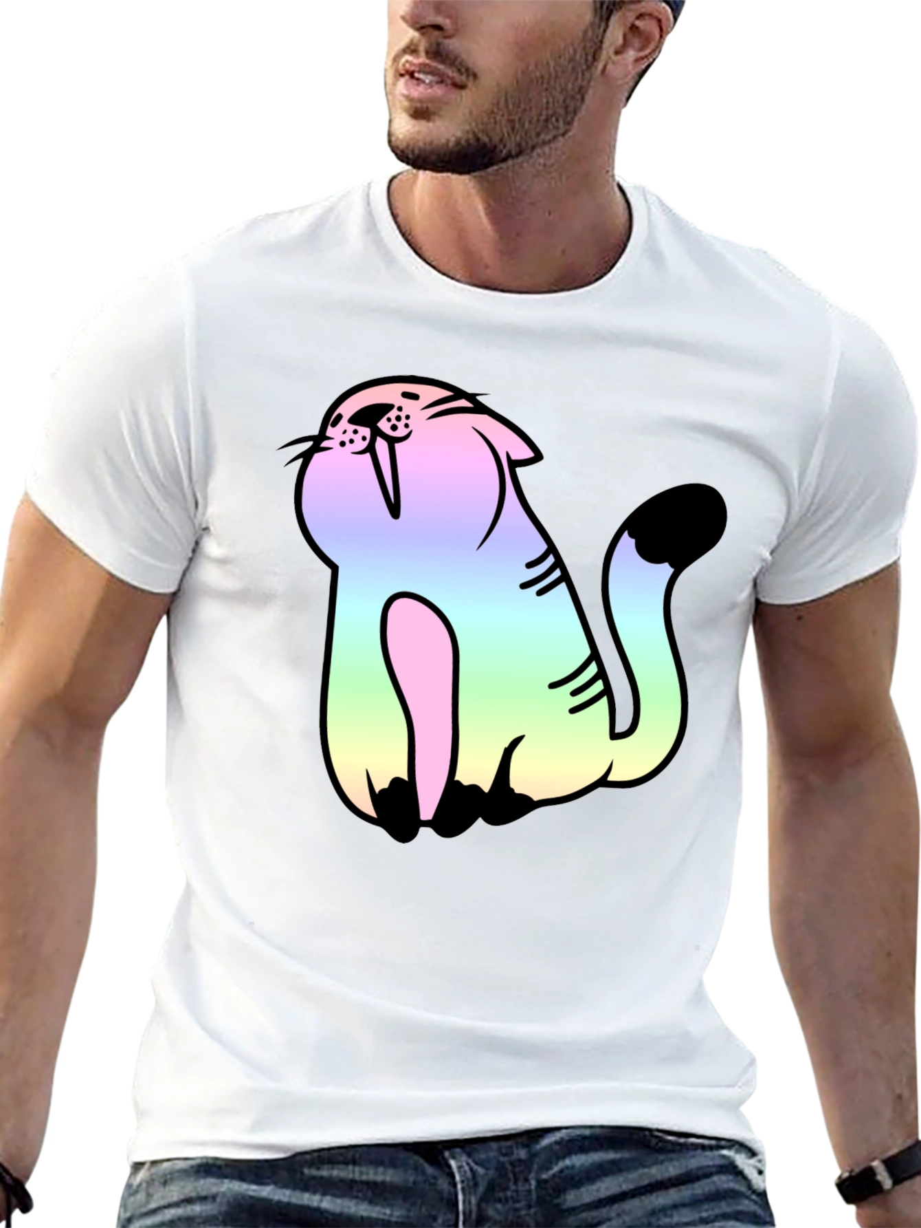 Rainbow Cat Black Tee