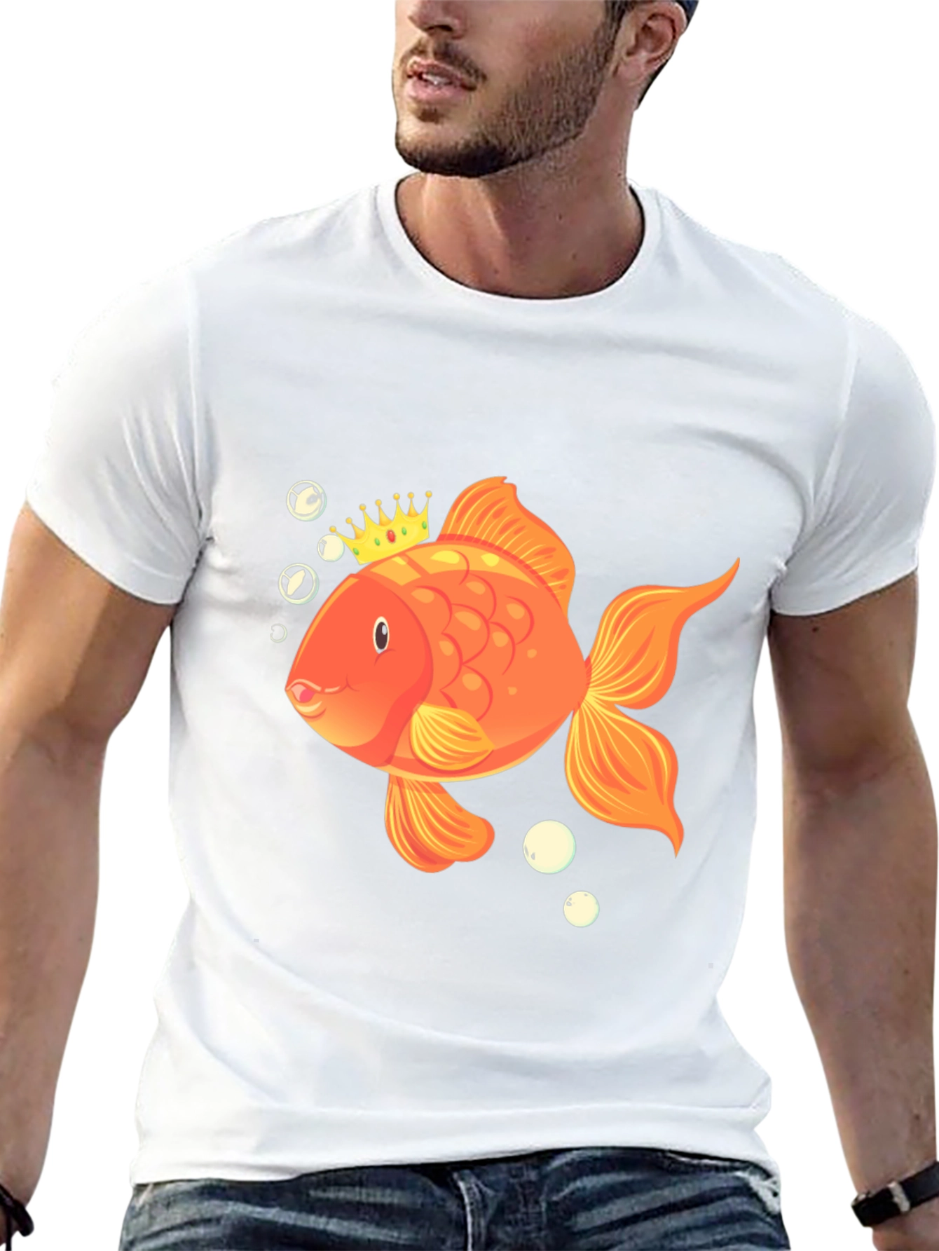 King Goldfish Black T-Shirt - Funny Fish Tee