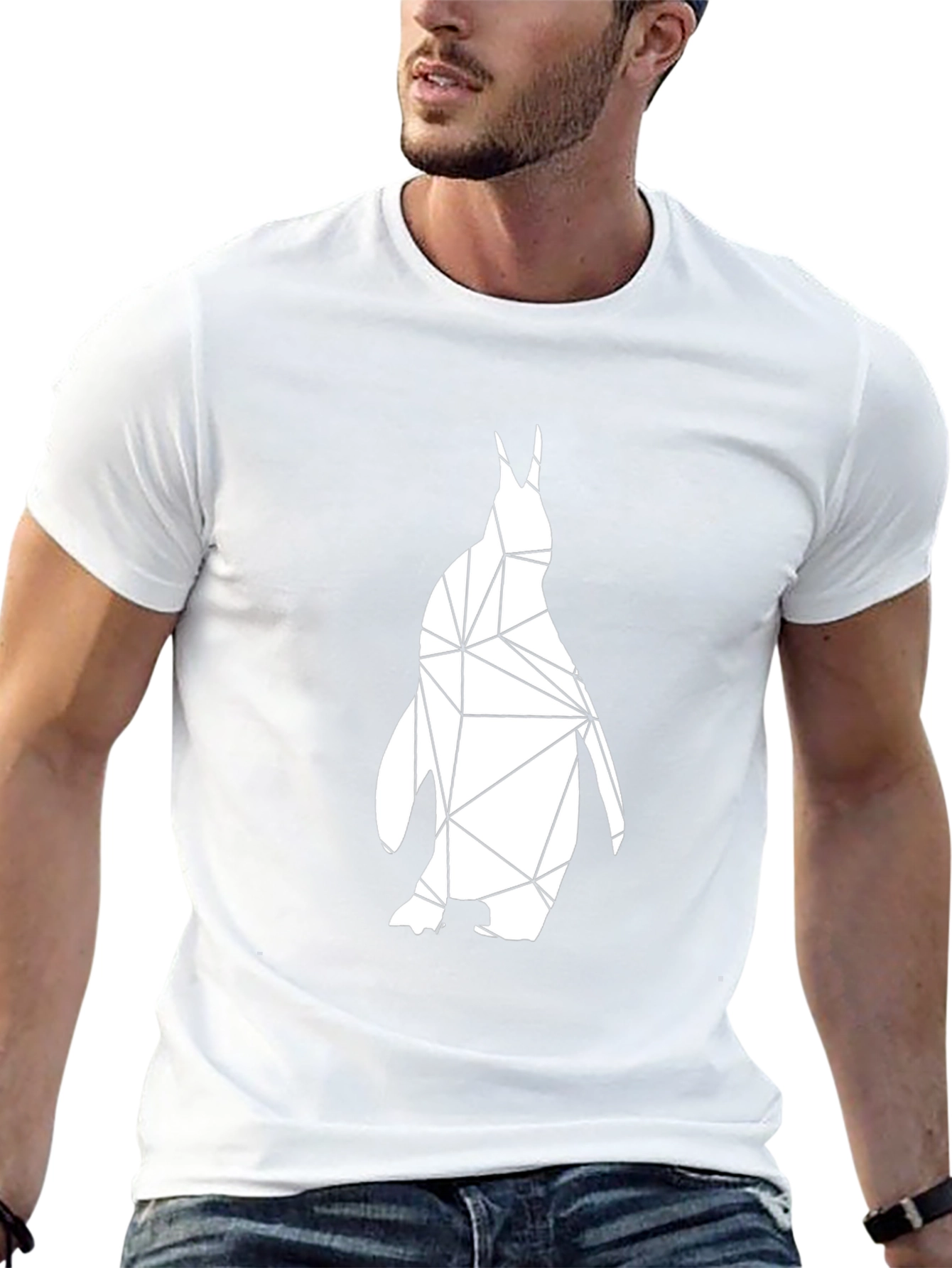 Geometric Penguin Graphic T-Shirt - Modern Black Tee
