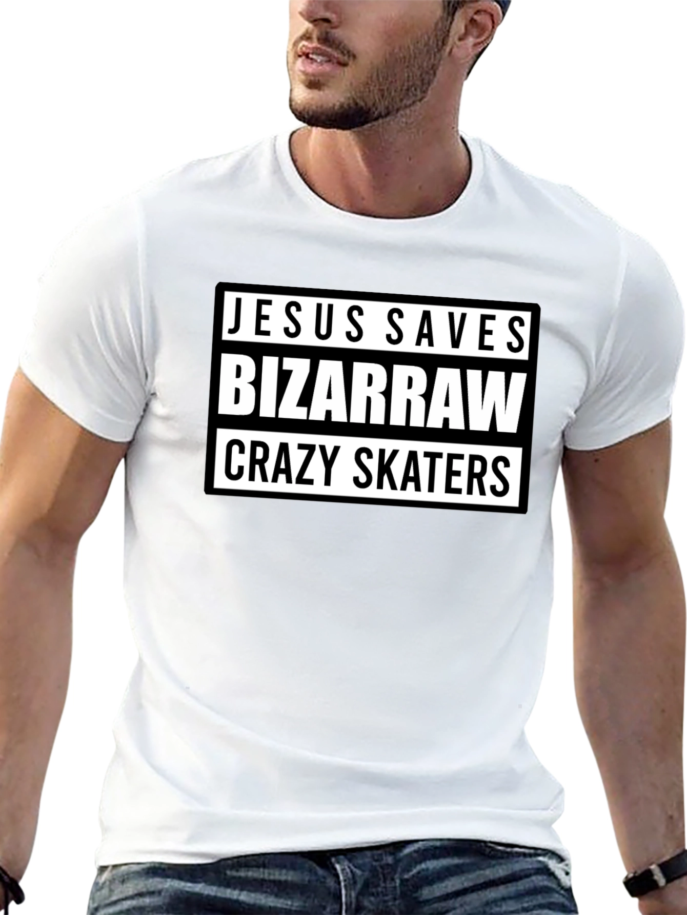 Jesus Saves Bizarraw Crazy Skaters Black T-Shirt