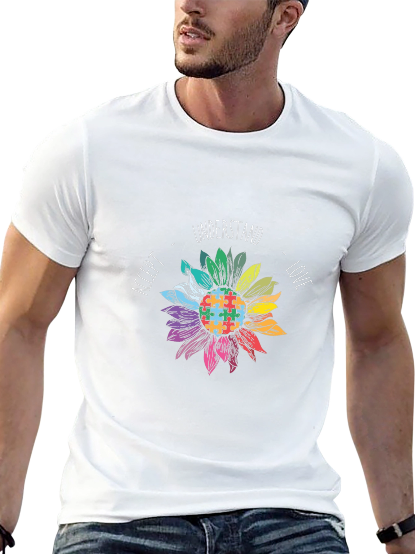 Autism Awareness Sunflower T-Shirt - Accept Love Understand