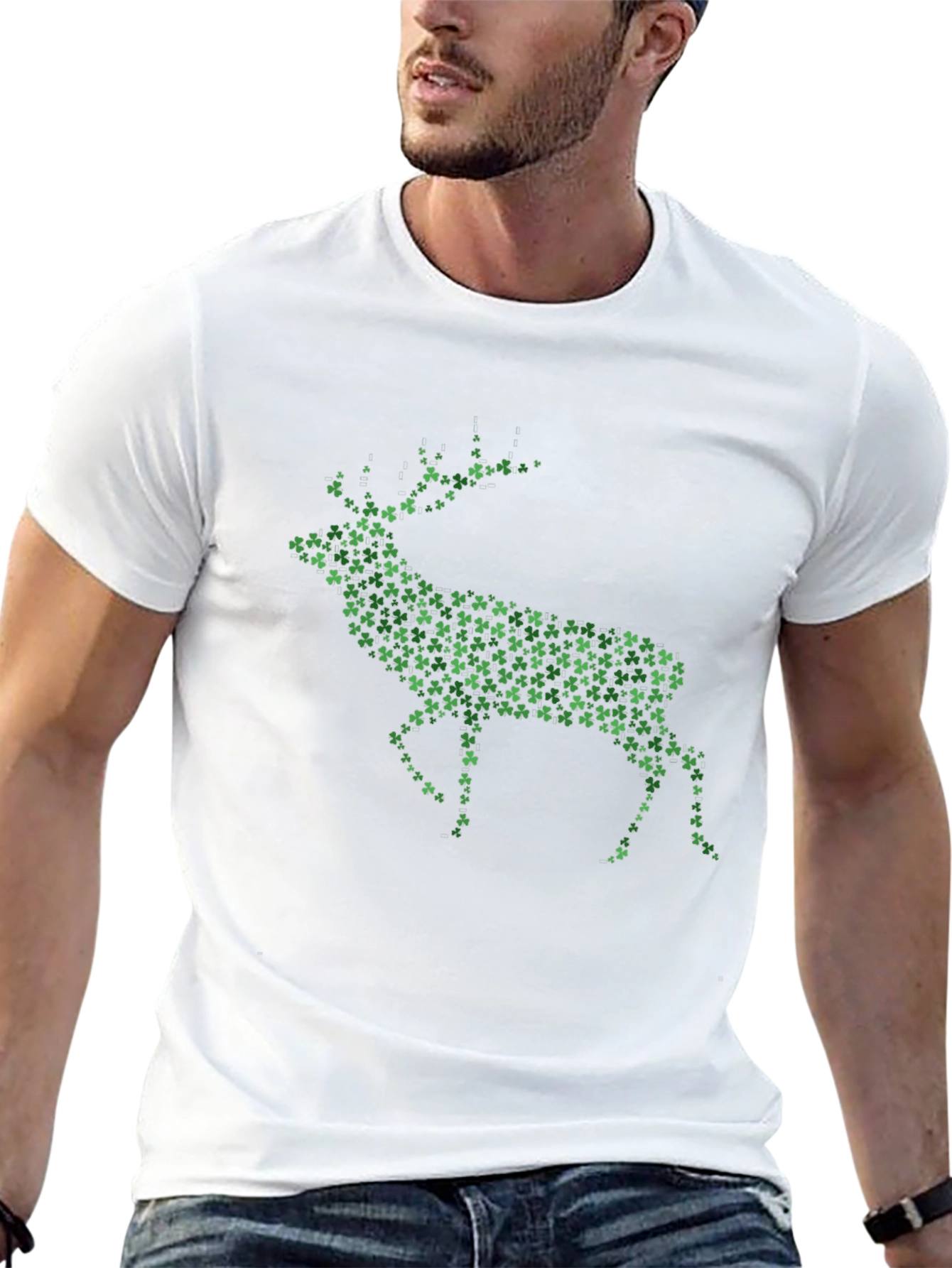 St. Patricks Day Deer Clover Graphic T-Shirt