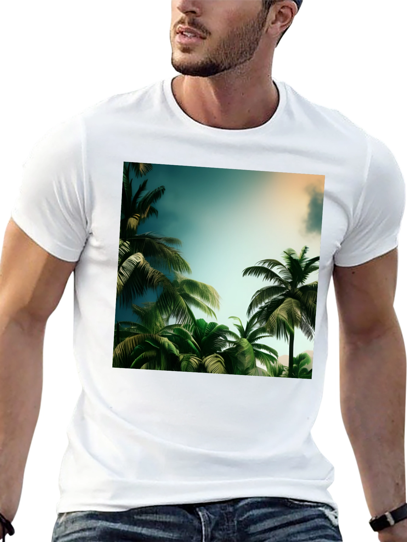 Tropical Palm Tree Graphic Black T-Shirt