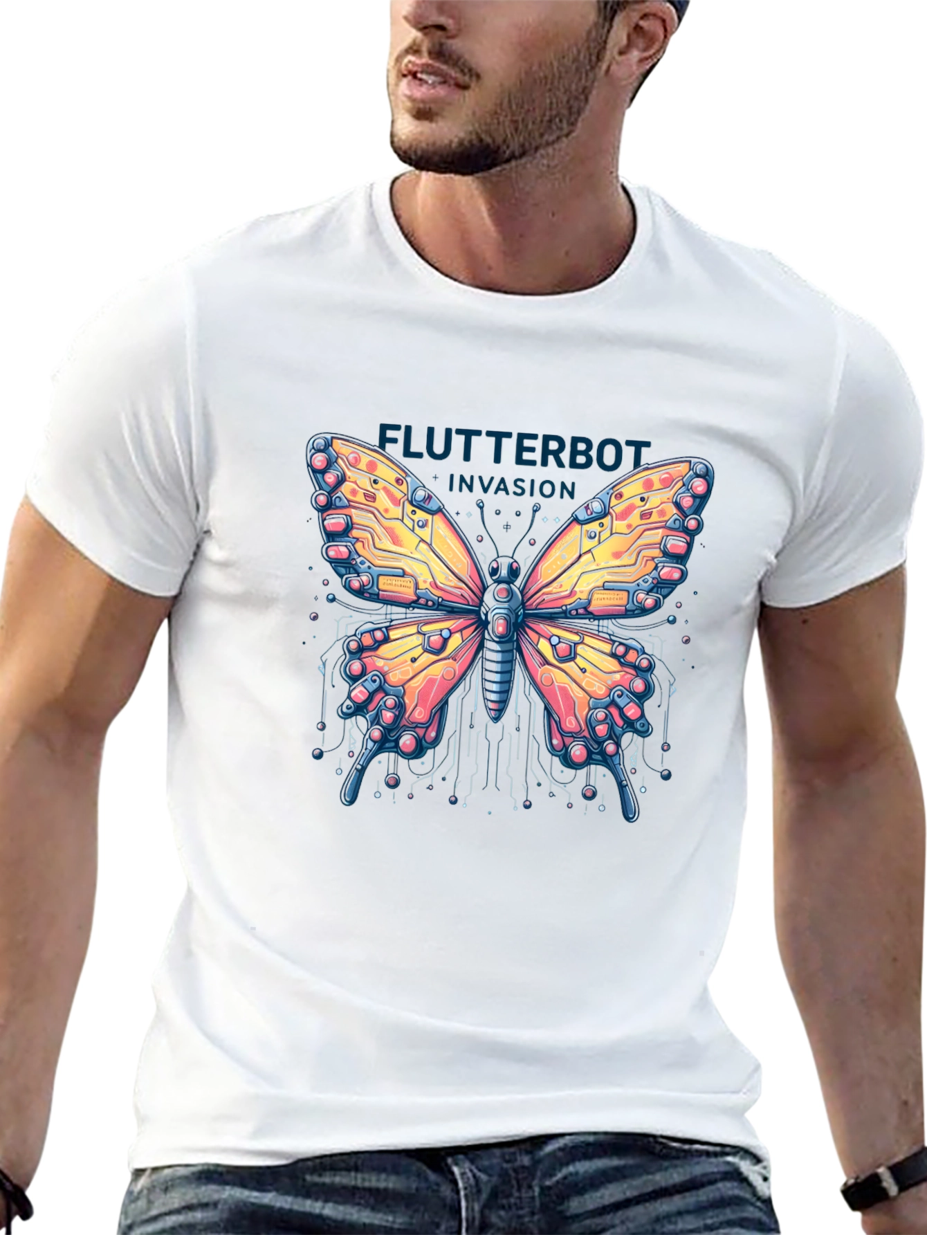 Flutterbot Invasion T-Shirt - Robotic Butterfly Design