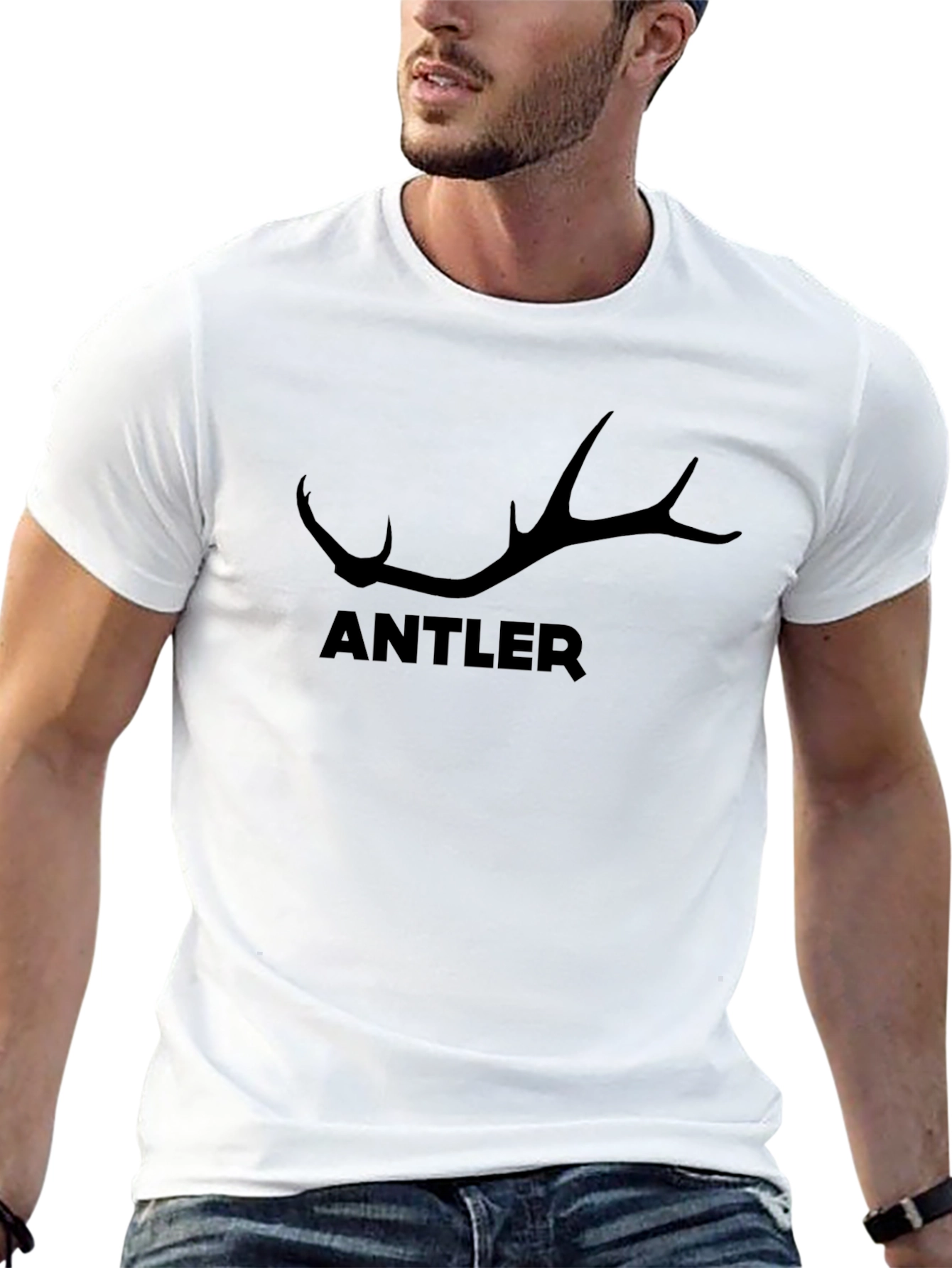 Antler Graphic Tee - Mens Black Crewneck T-Shirt