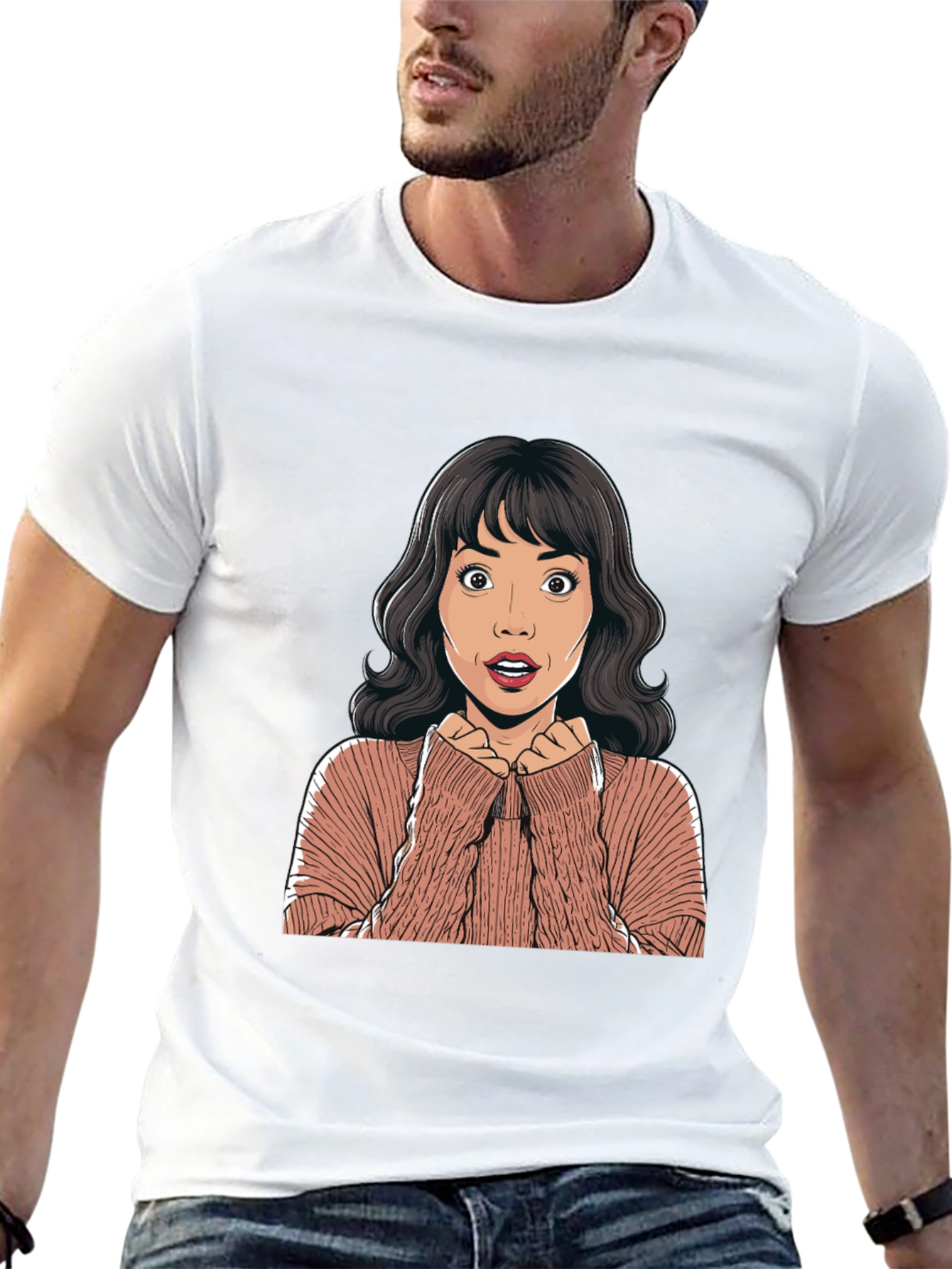 Surprised Cartoon Woman Graphic Tee