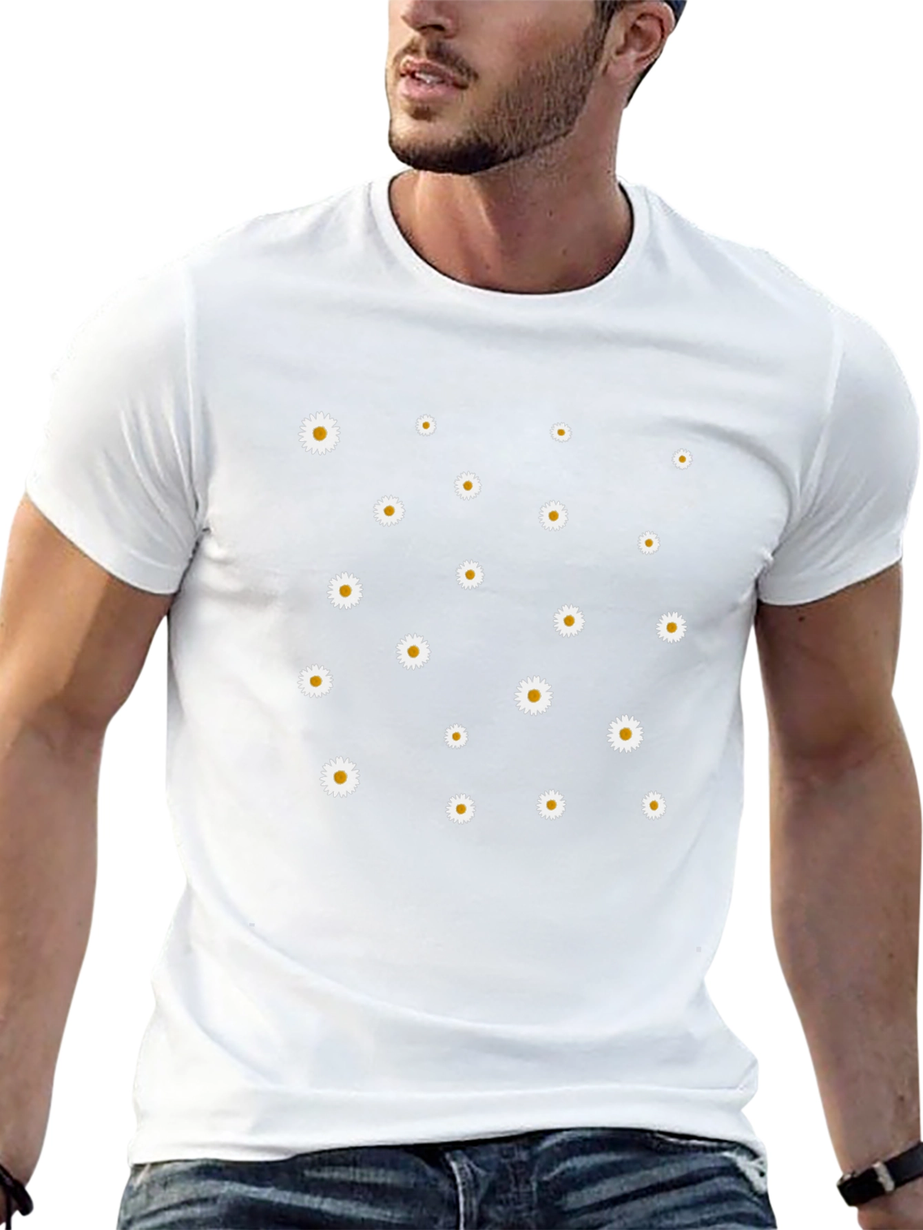 Daisy Print Black T-Shirt