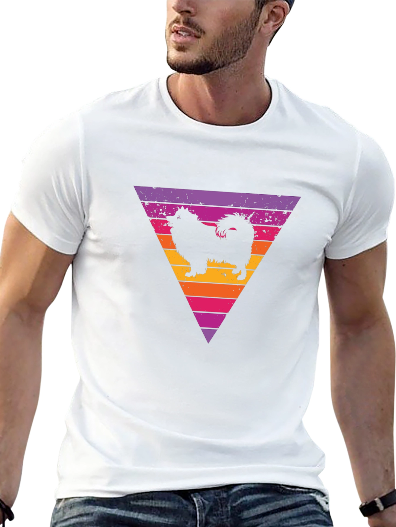 Retro Dog Triangle Graphic T-Shirt
