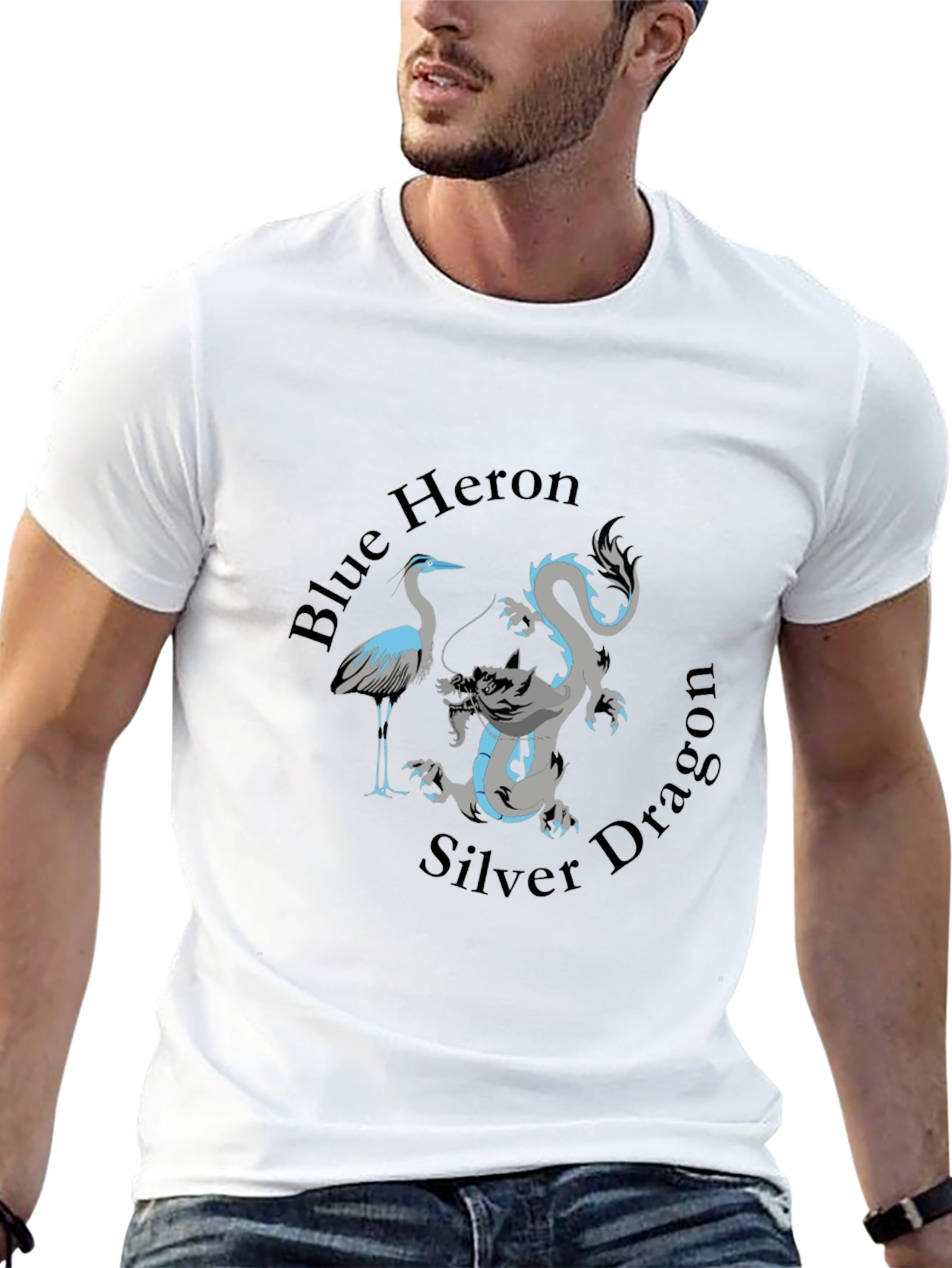 Blue Heron Silver Dragon Graphic Tee