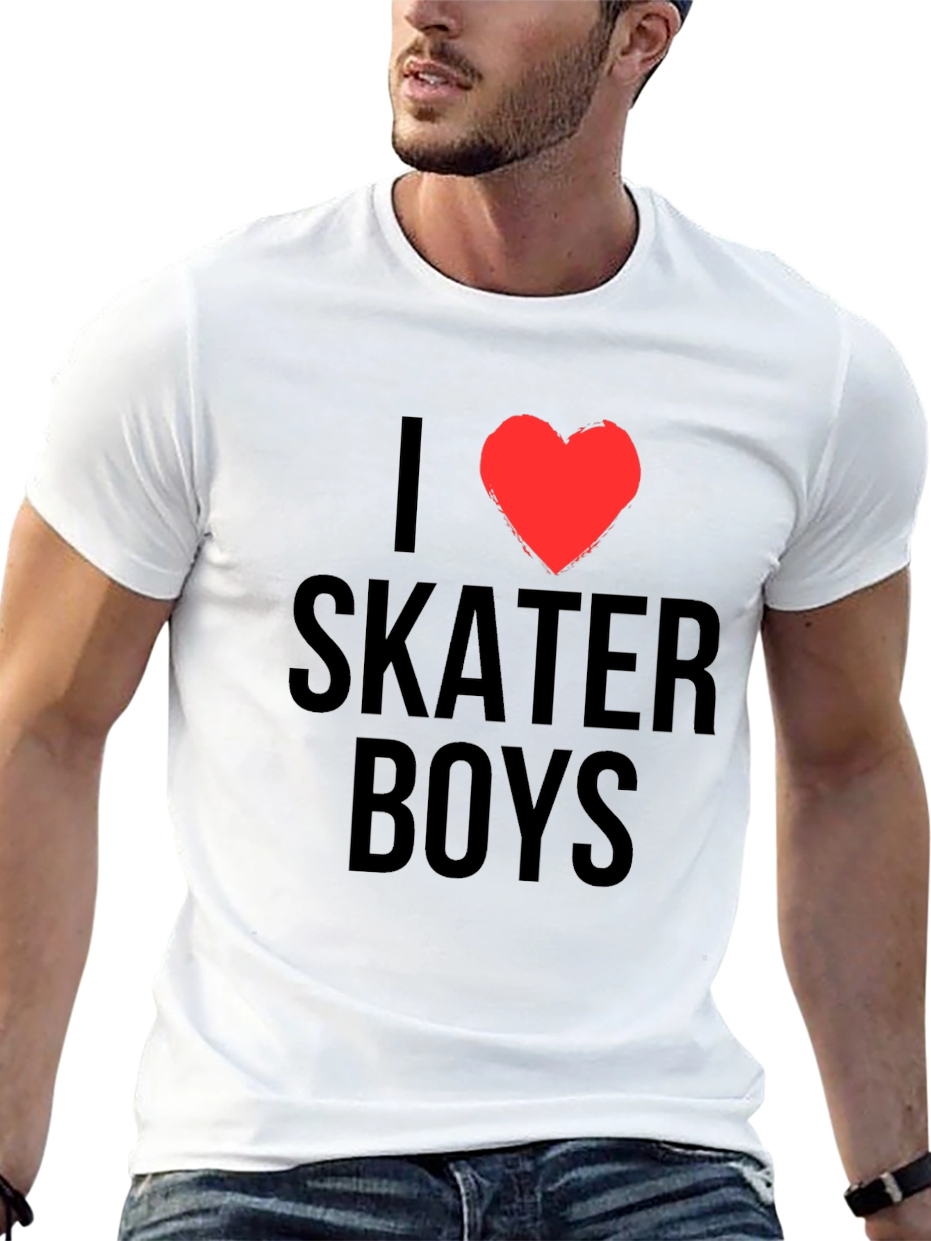 I Heart Skater Boys Black Graphic T-Shirt