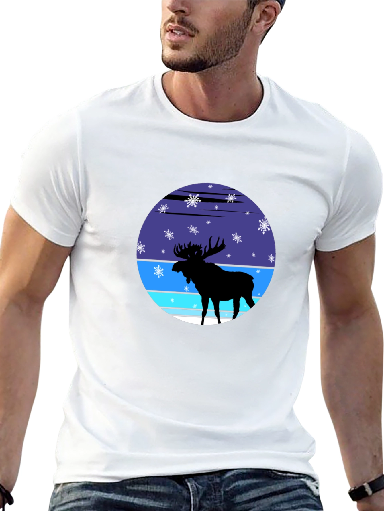 Moose Silhouette Winter Graphic Tee