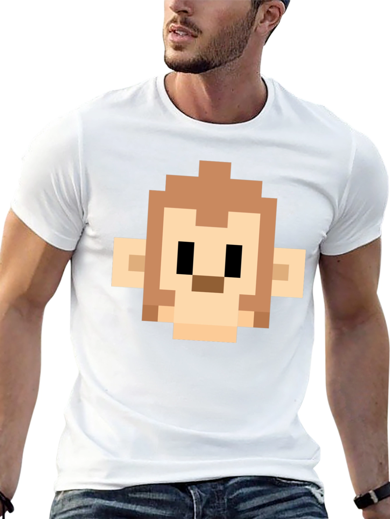 Pixel Monkey Head Graphic Tee