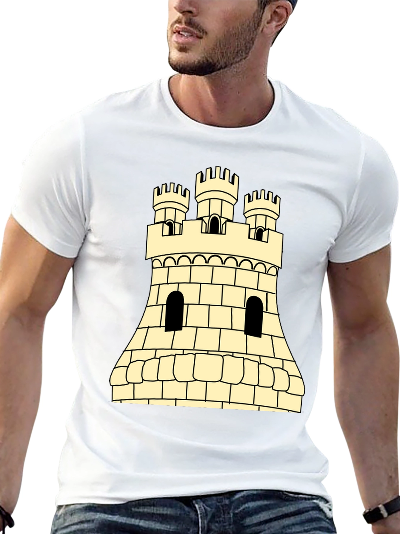 Castle Tower Graphic Tee - Classic Medieval Design