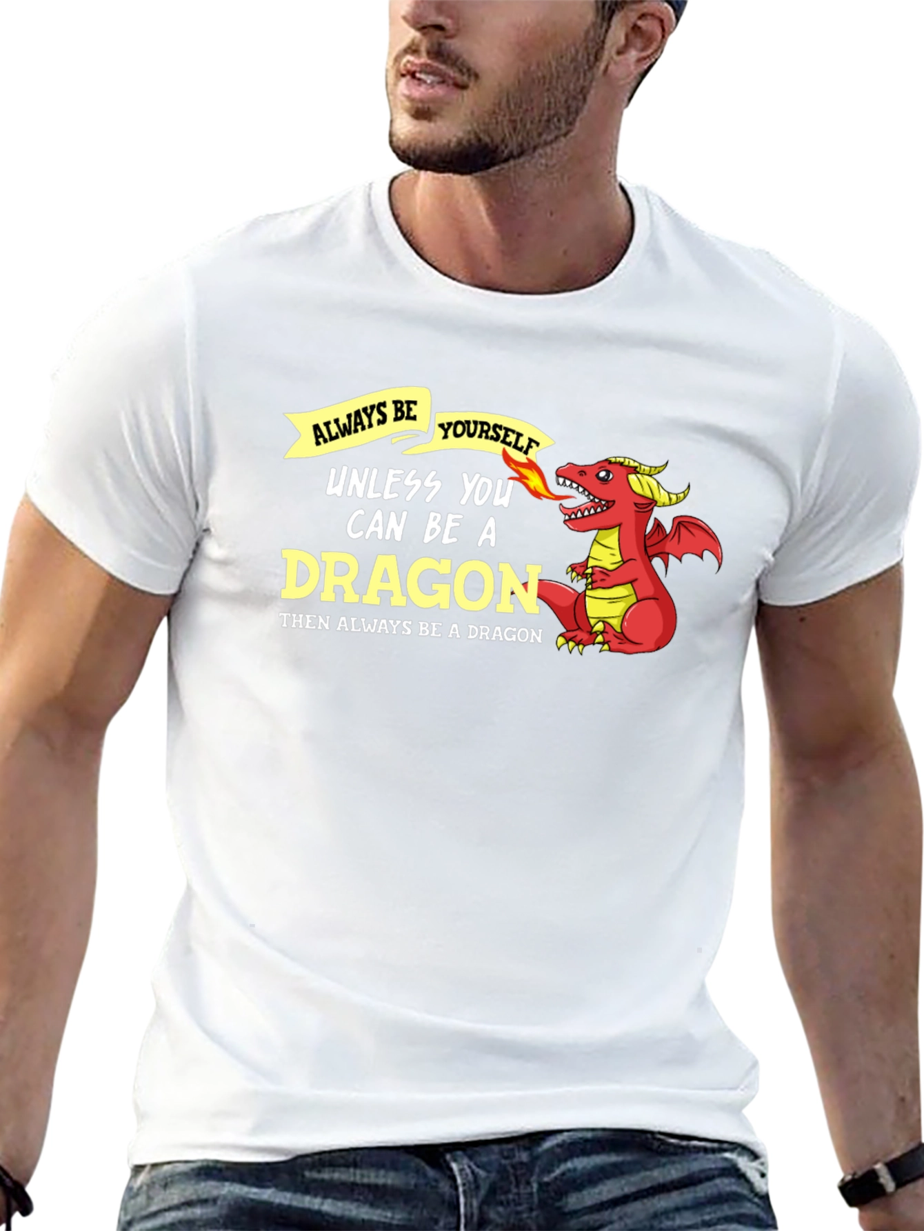 Always Be Yourself Dragon Graphic Tee - Black